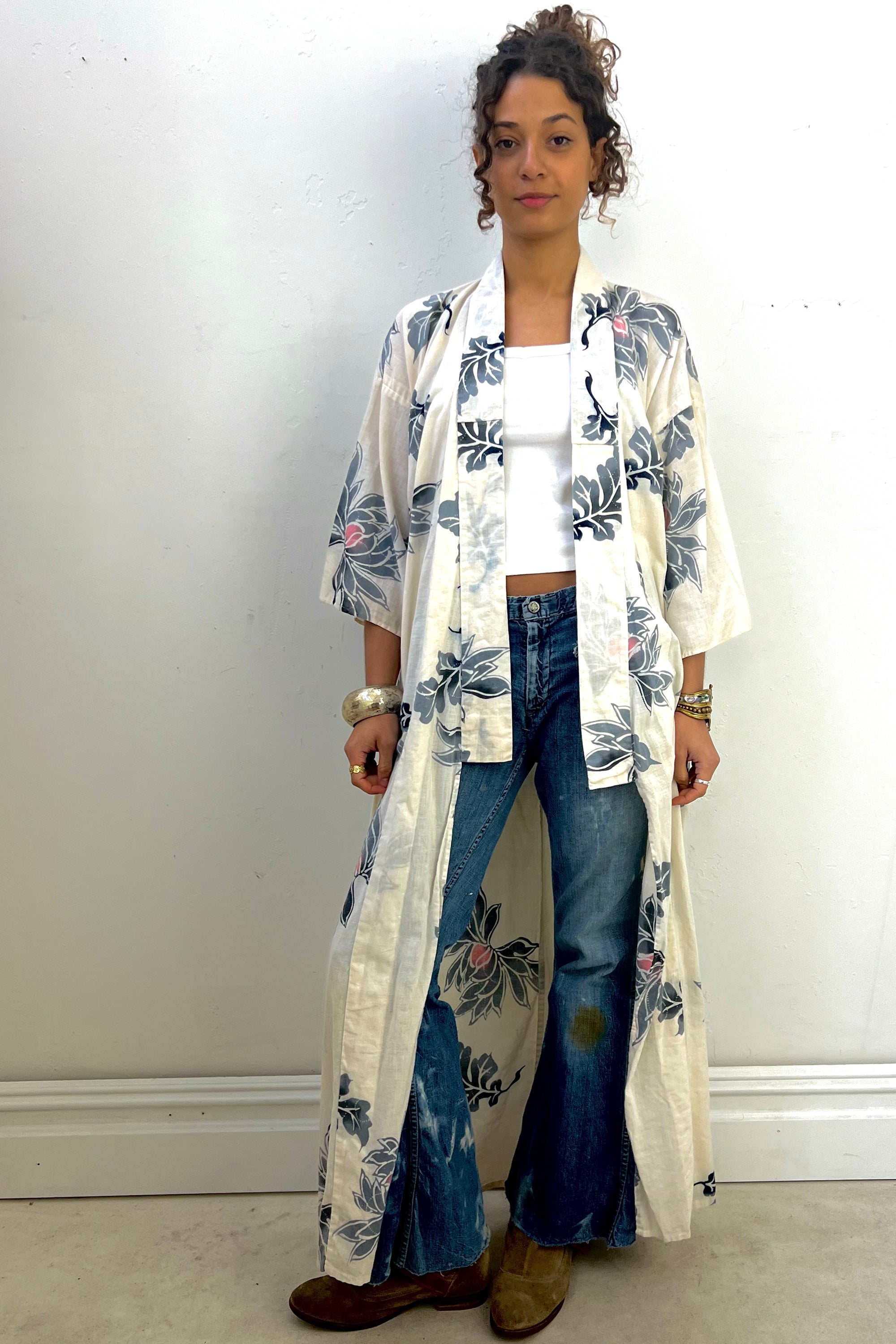 Vintage Cotton Blanco Kimono