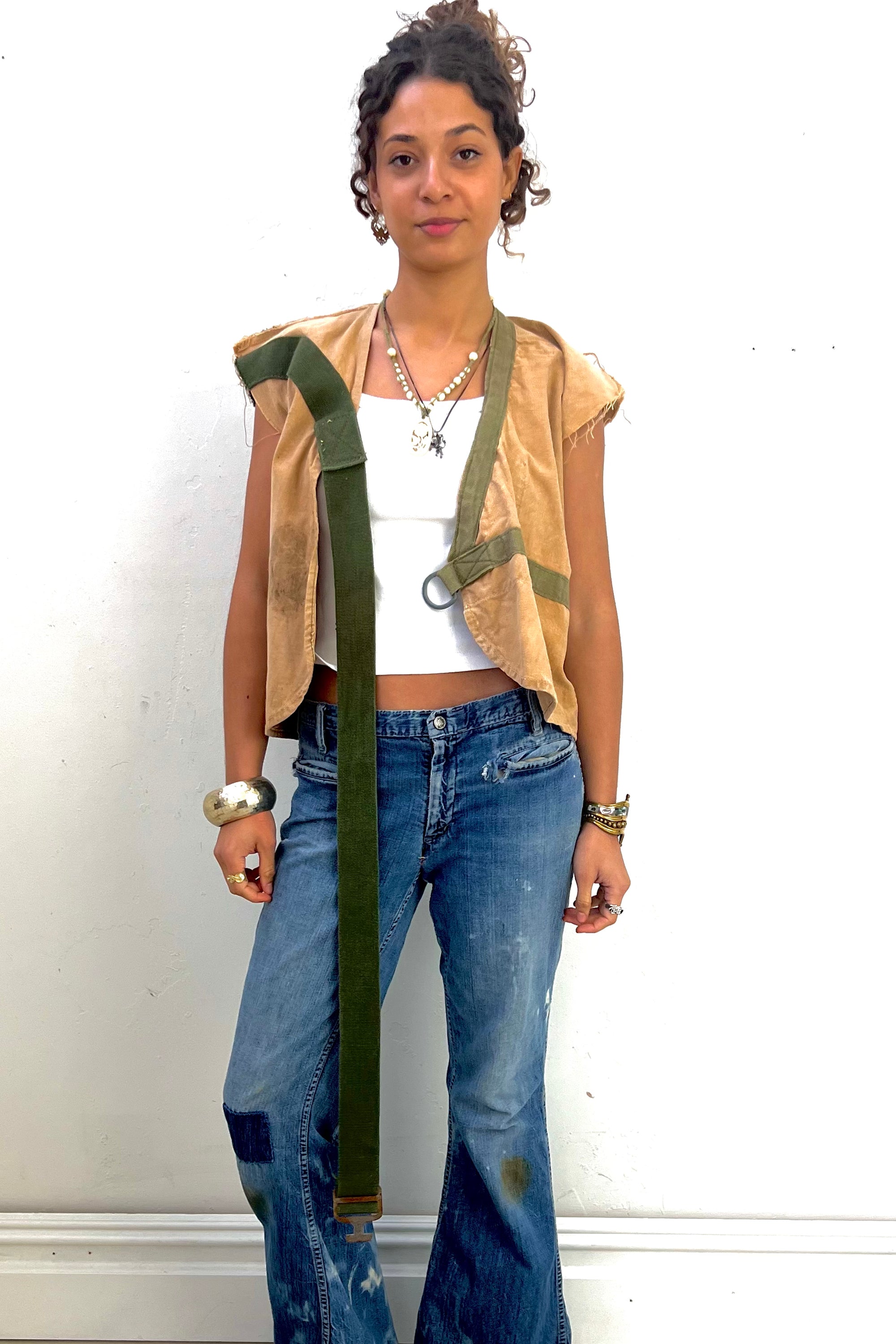 Anna Corinna Reworked Vintage Khaki Strappy Jacket