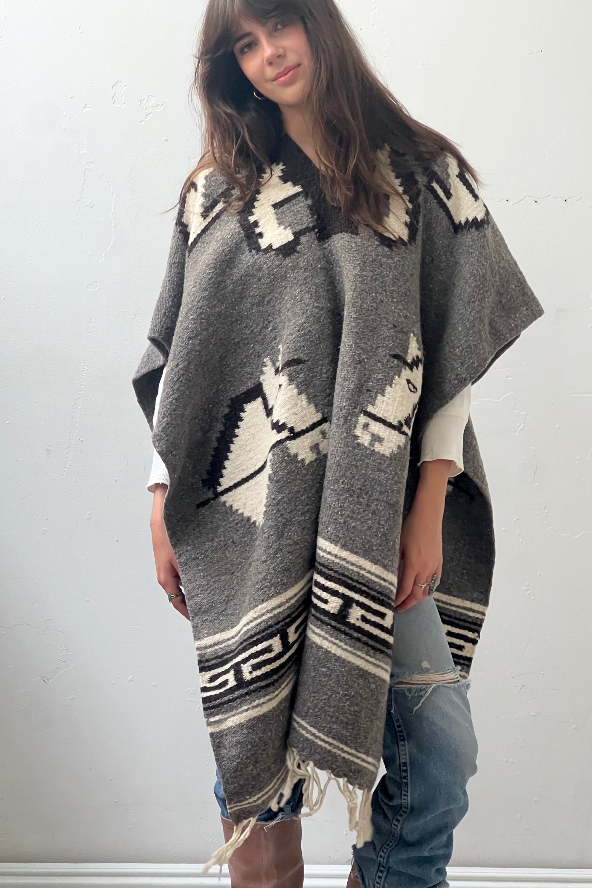 Vintage Horses Wool Poncho Selected by Anna Corinna