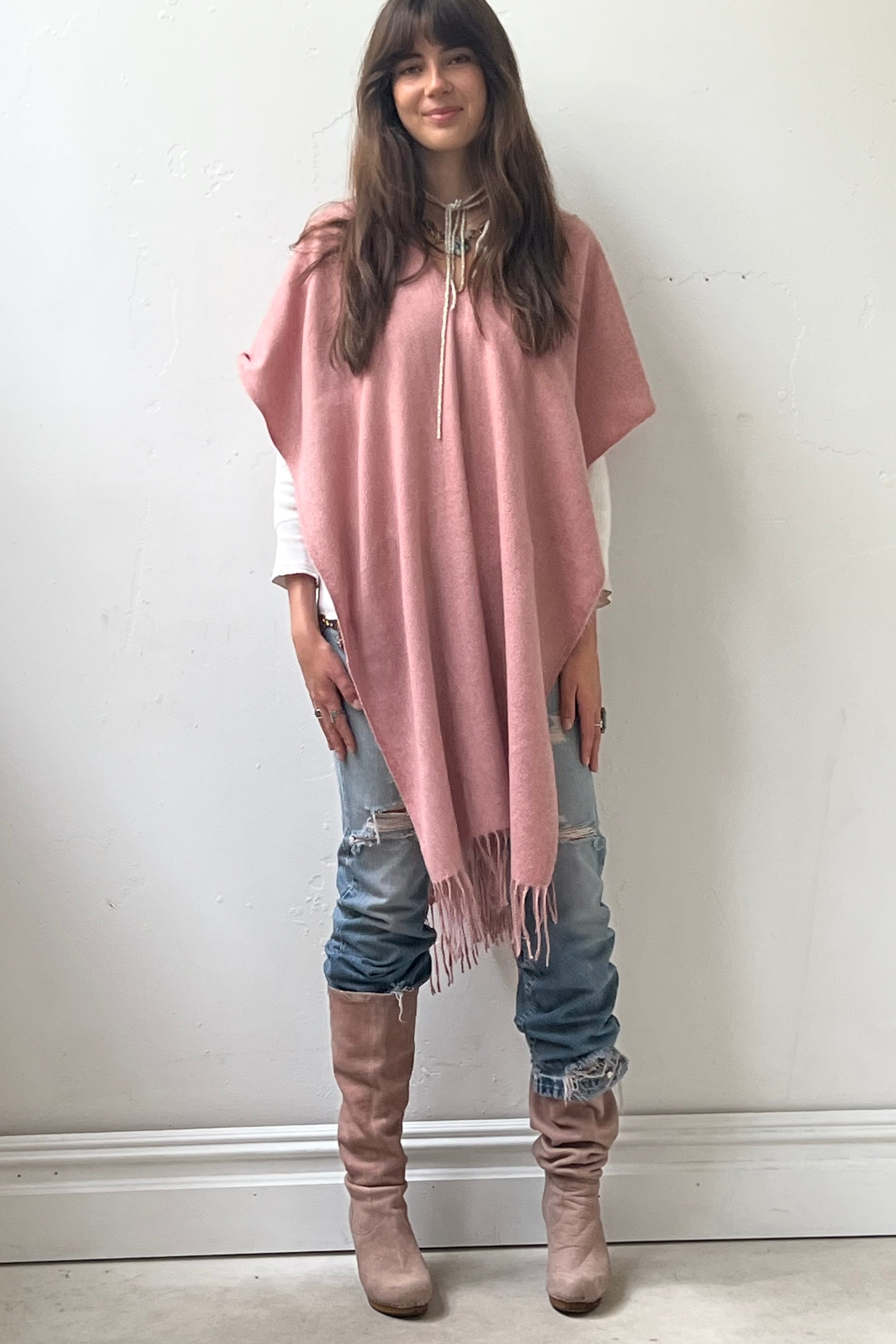 Anna Corinna Reworked Vintage Softest Pinky Poncho
