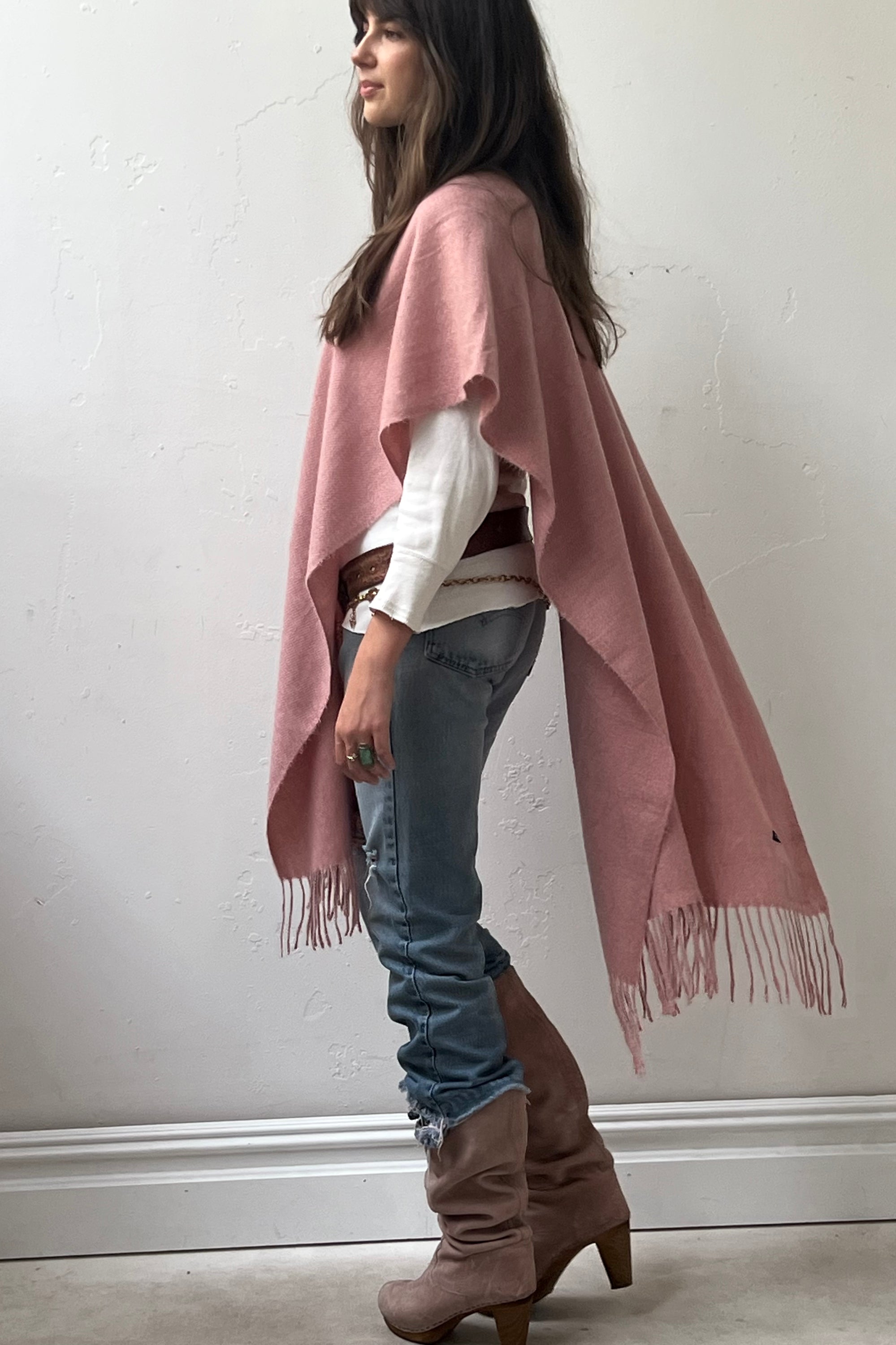 Anna Corinna Reworked Vintage Softest Pinky Poncho
