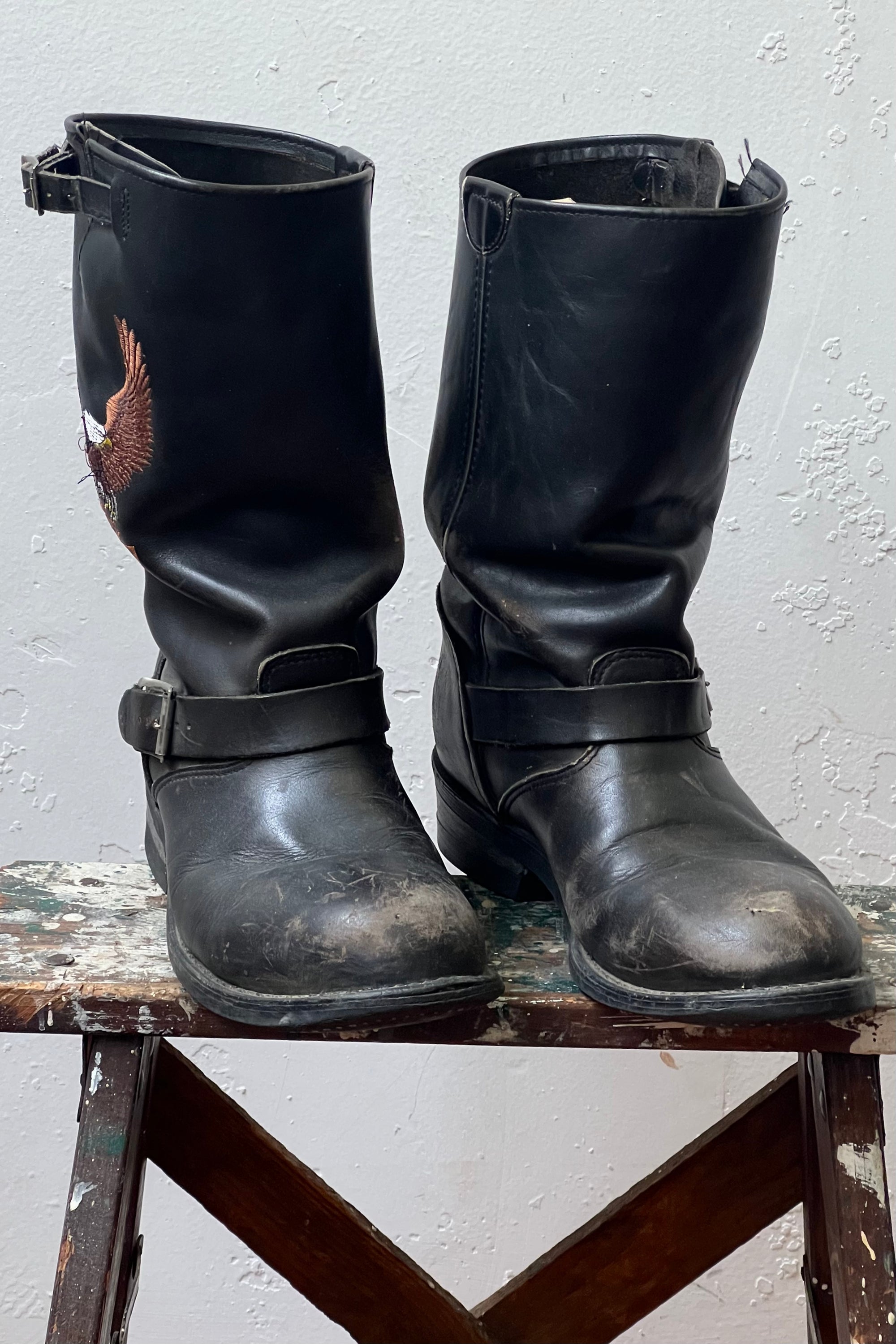 Vintage Harley Davidson Leather Biker Boots