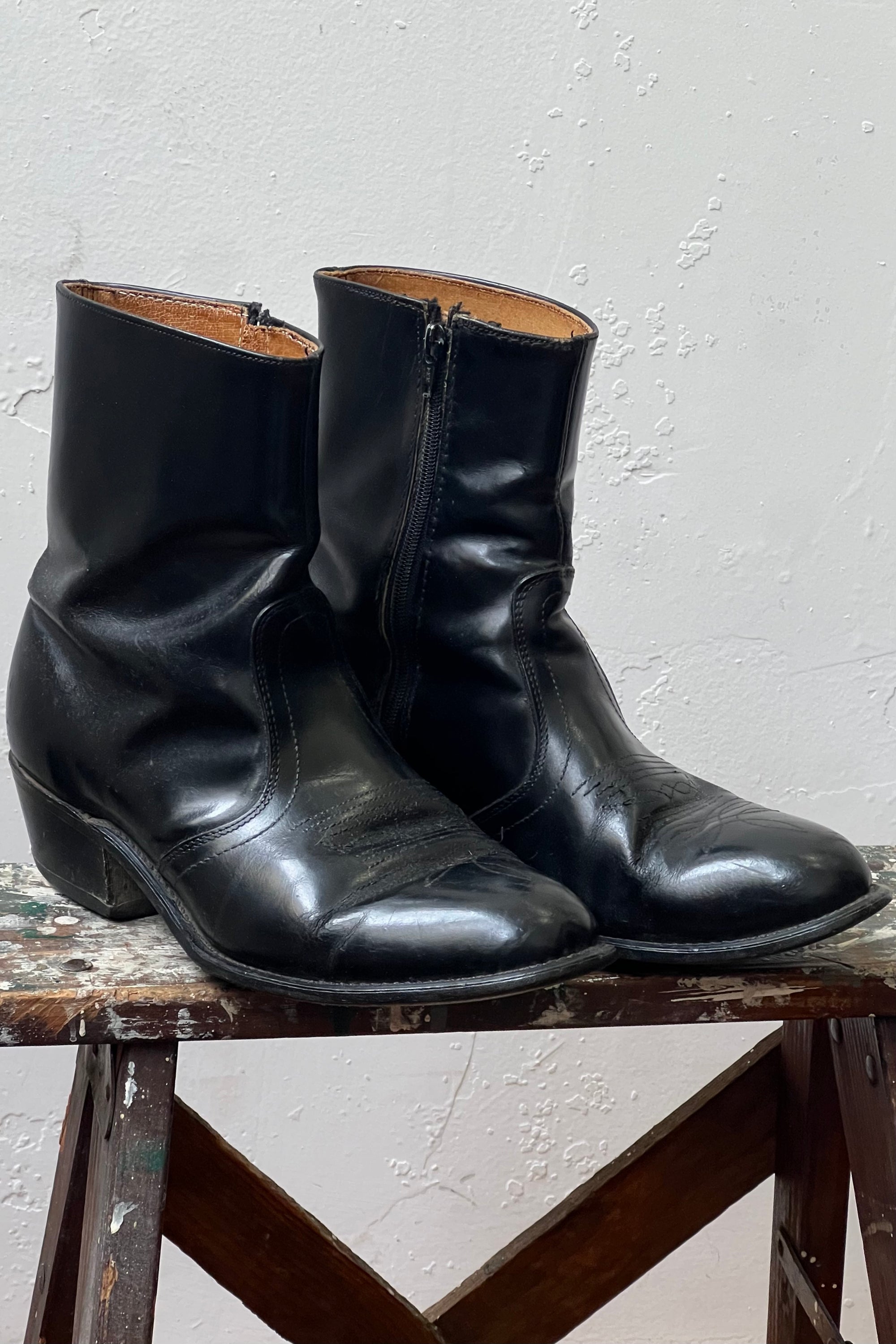 Vintage Cowboy Zip Up Leather Boots