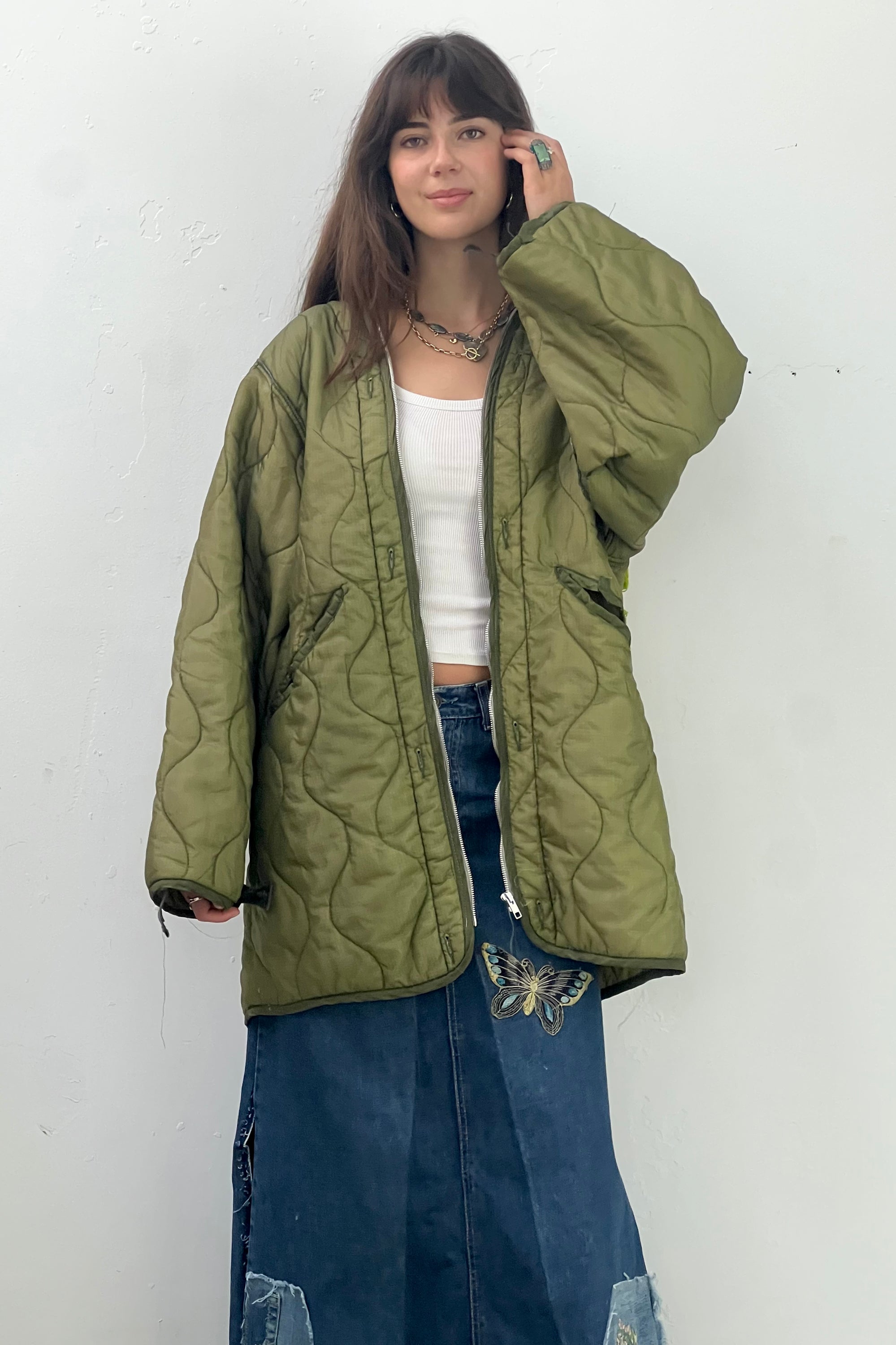 Anna Corinna Reworked Vintage Patched Poppies Army Jacket