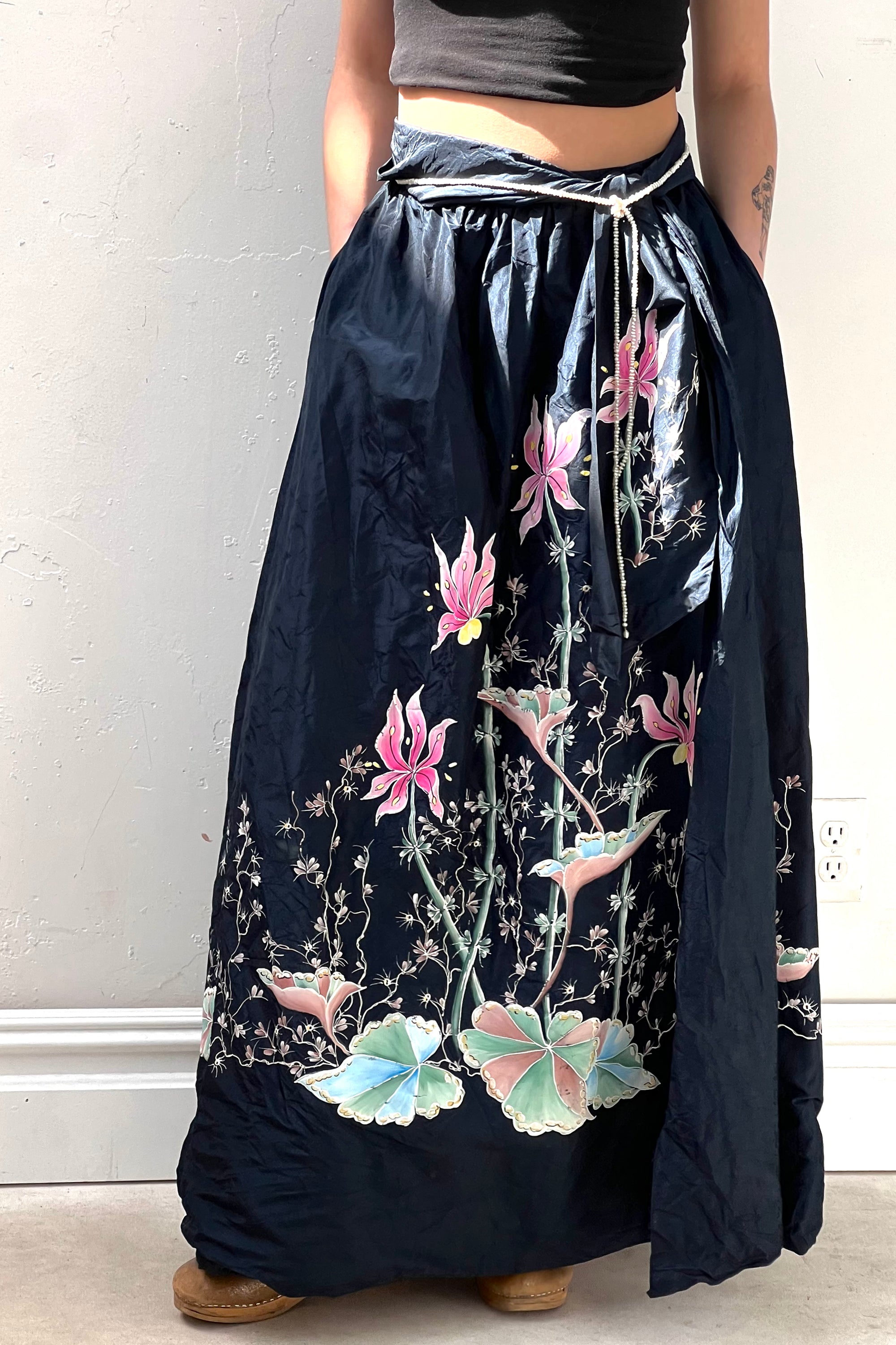 Vintage Hand Painted Taffeta Ballgown Skirt