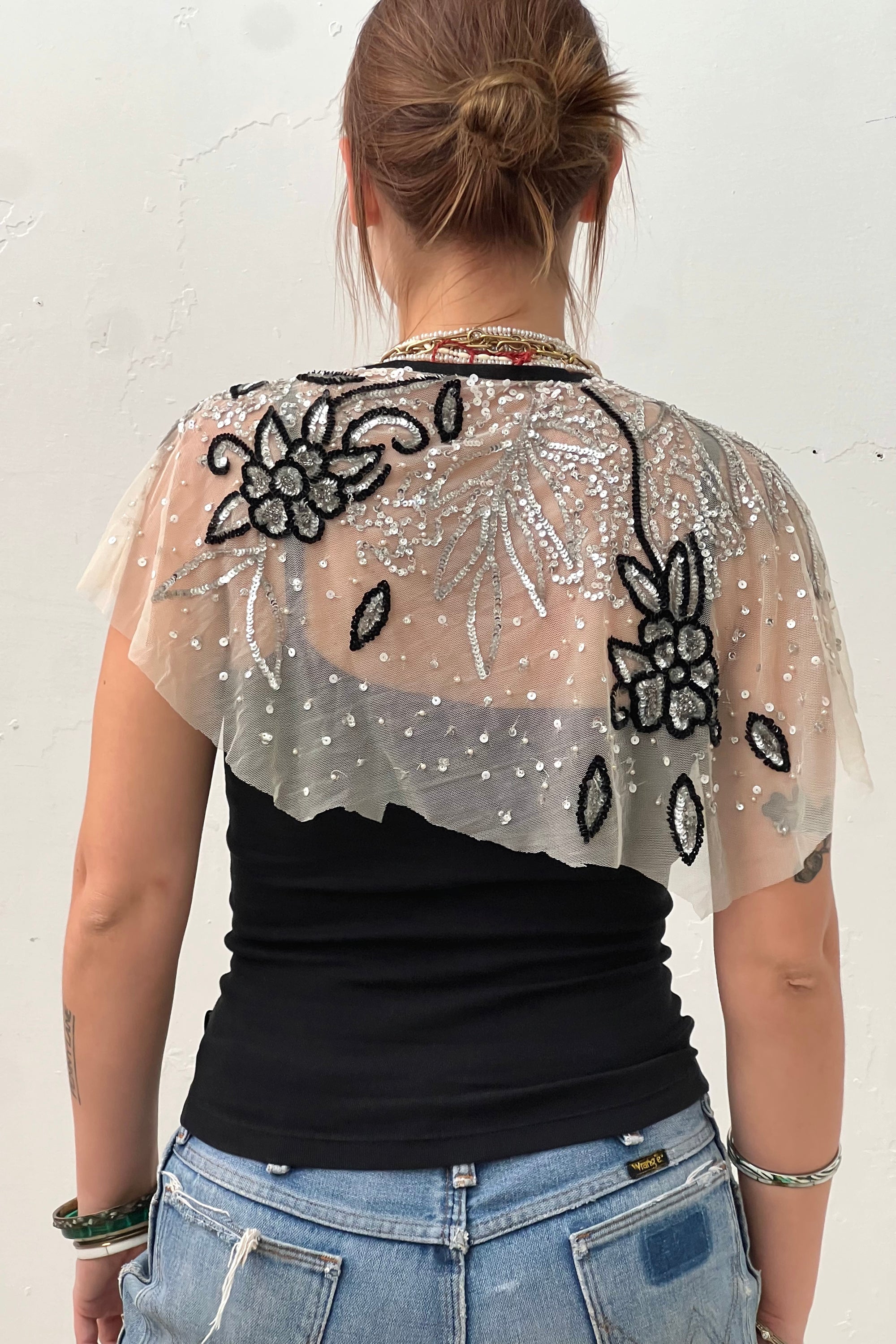 Vintage Sequin Capelette, one size