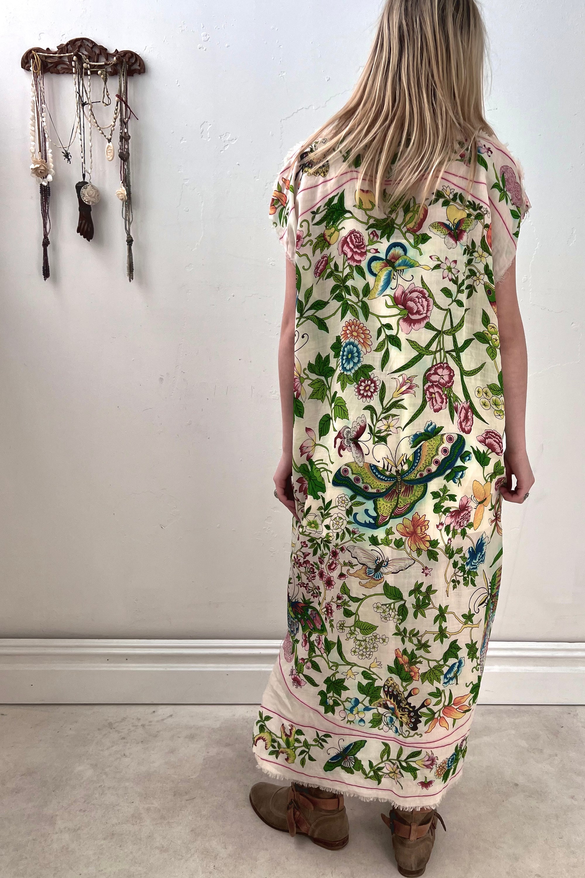 Anna Corinna Reworked Vintage Wool Butterfly Flowers Smock Dress