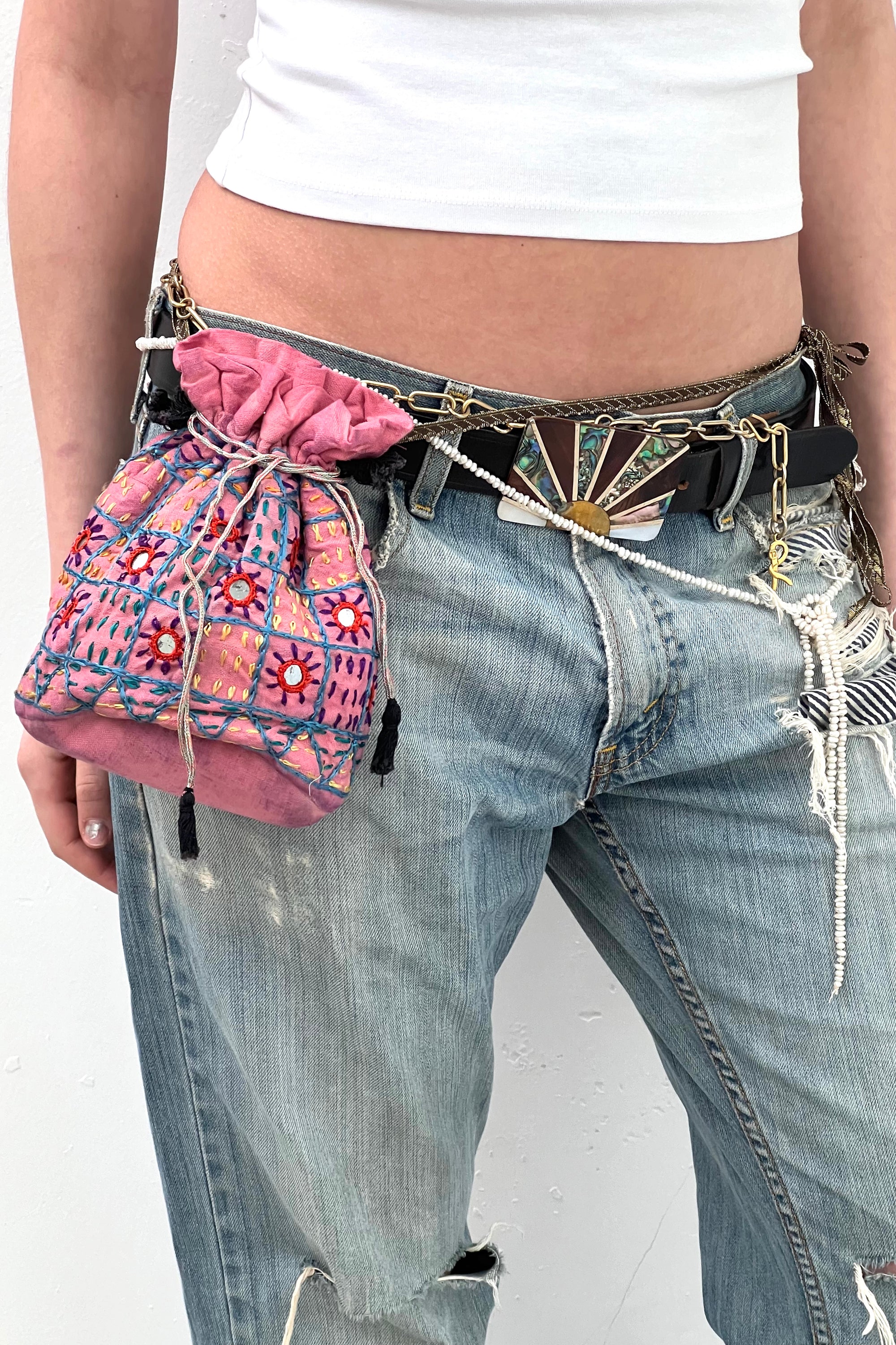 Anna Corinna Reworked Embroidered Pouch Belt Bag