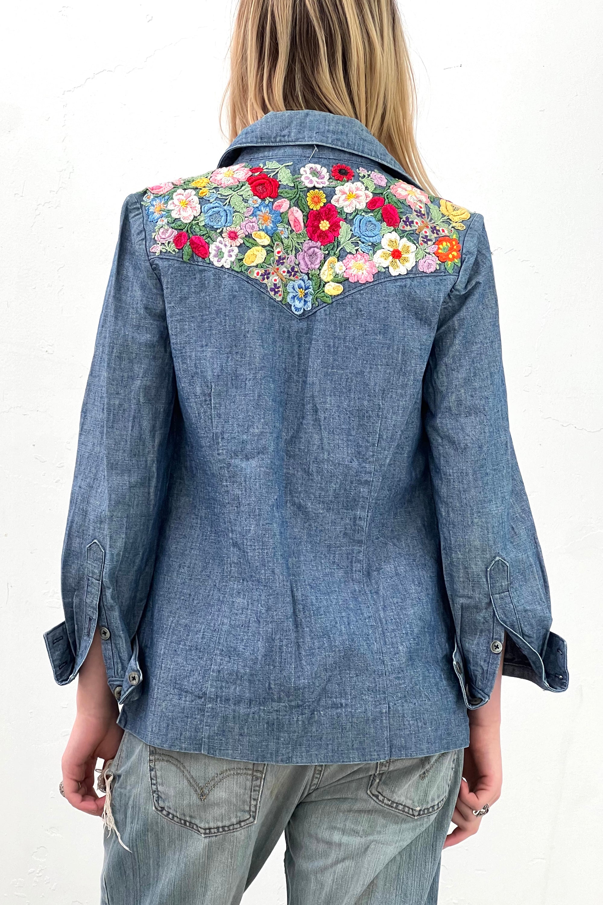 Vintage Patchy Denim Shirt Jacket