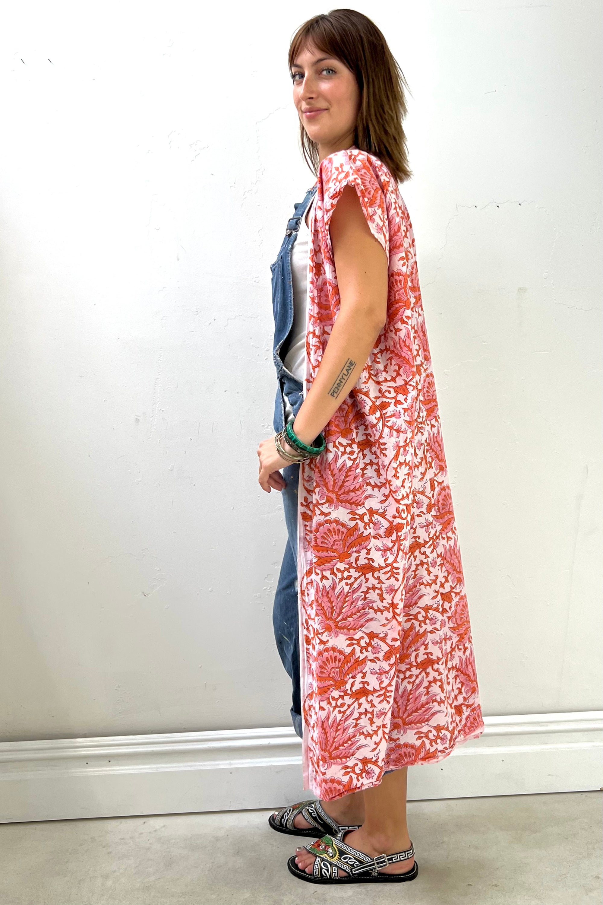 Anna Corinna Reworked Vintage Block Print Duster
