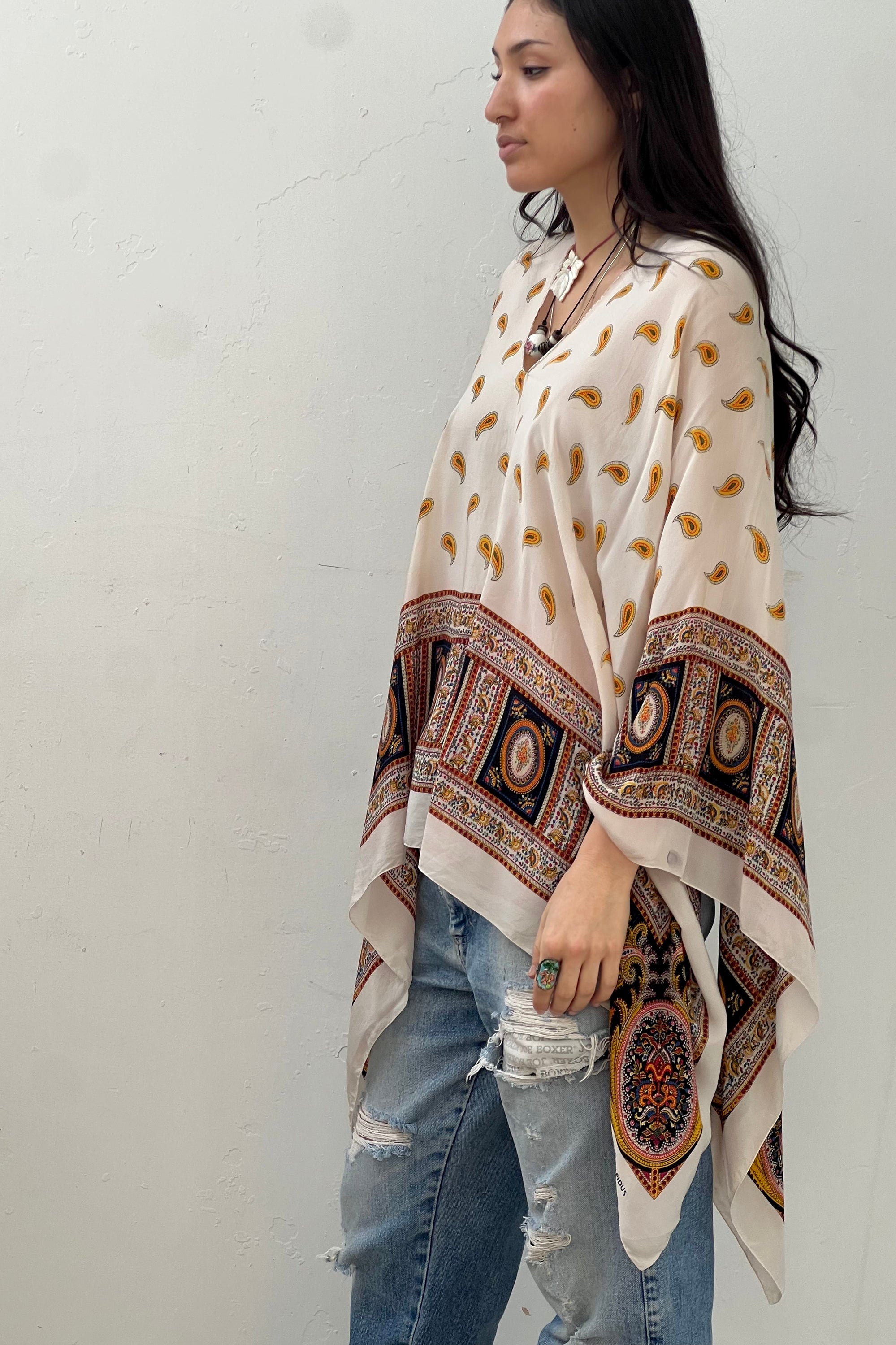 Anna Corinna Reworked Vintage Ted Lapidus Silk Poncho Top