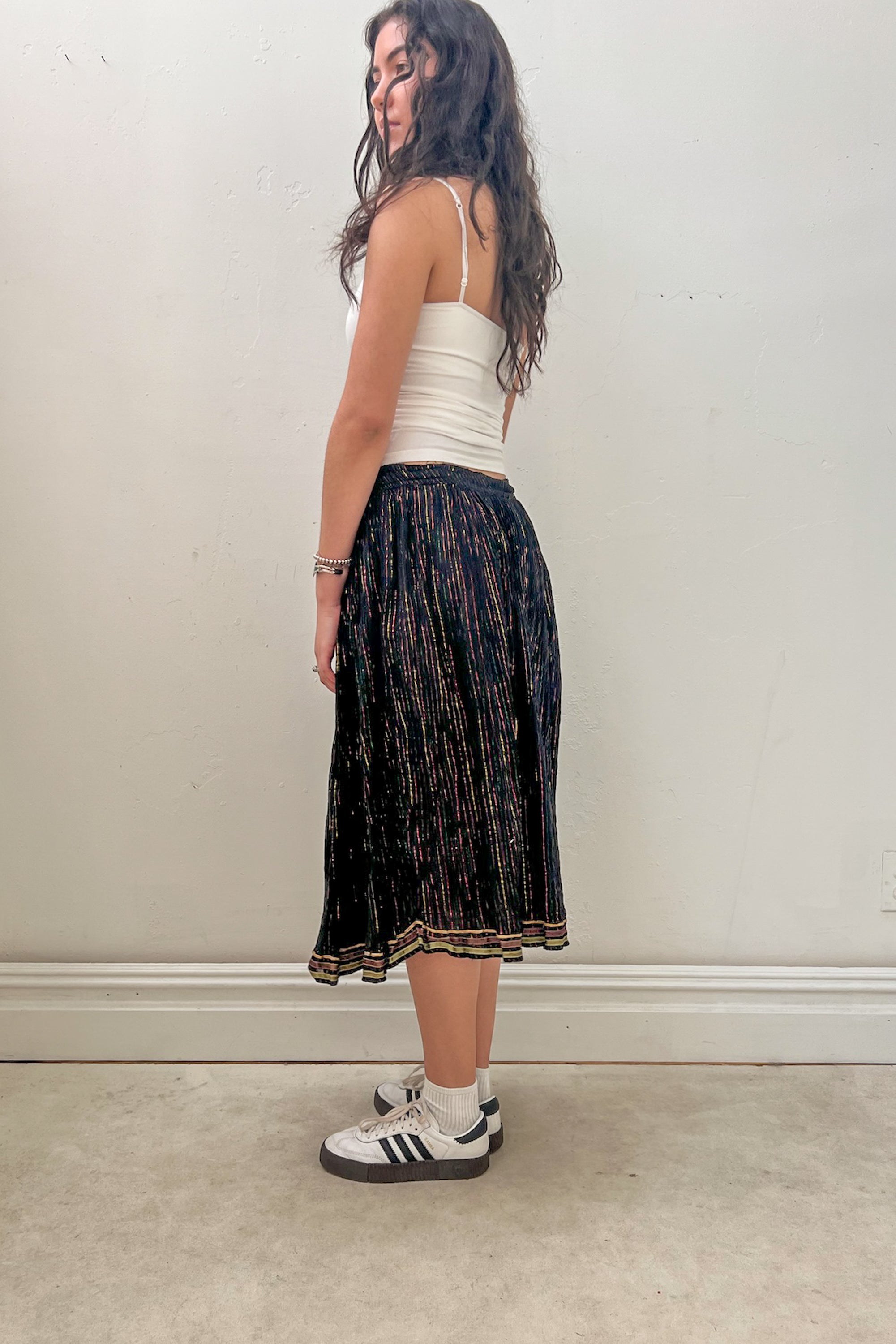 Vintage Midnight Sparkle Stripe Skirt