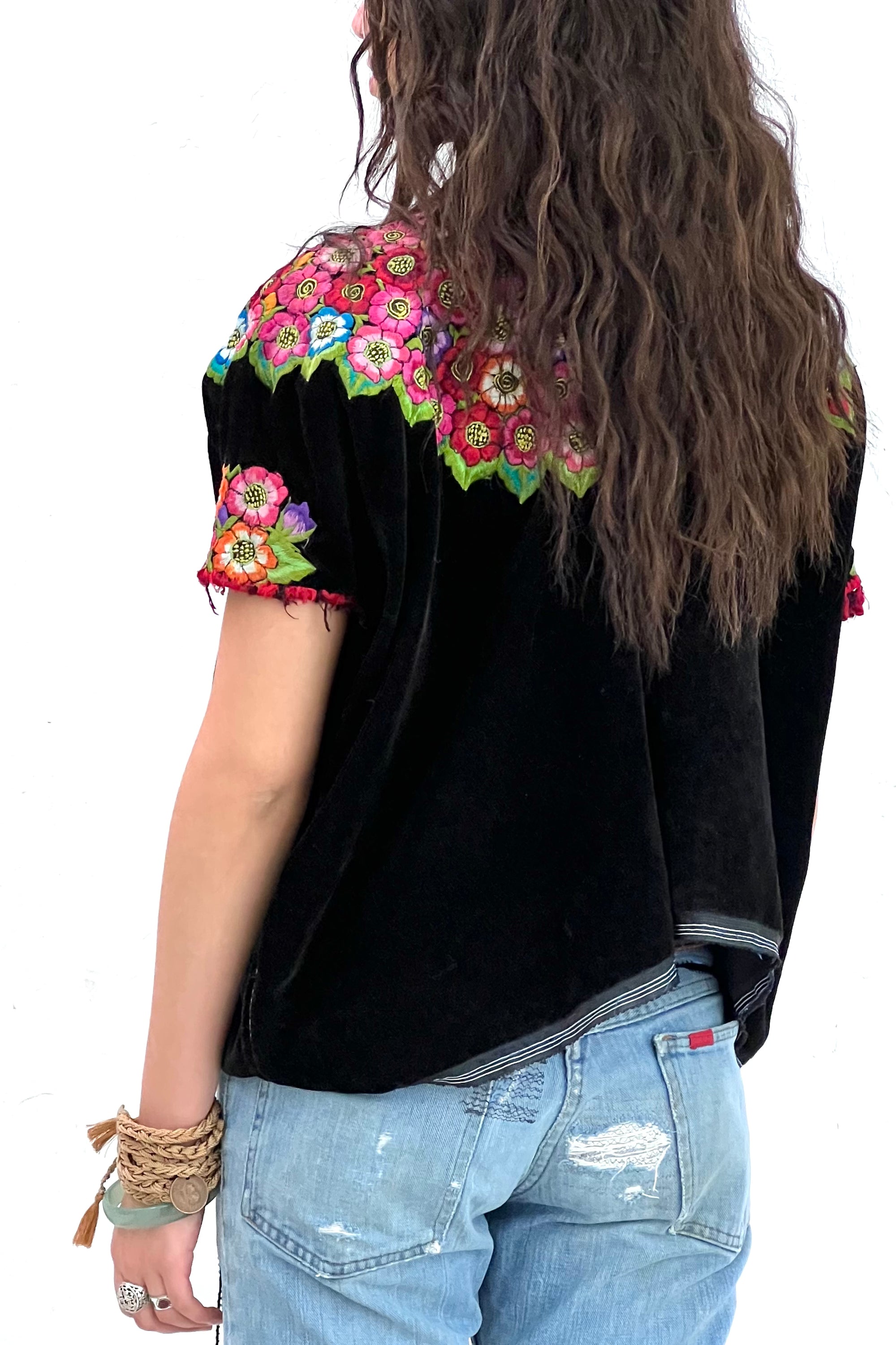 Vintage Embroidered Velvet Top Selected by Anna Corinna