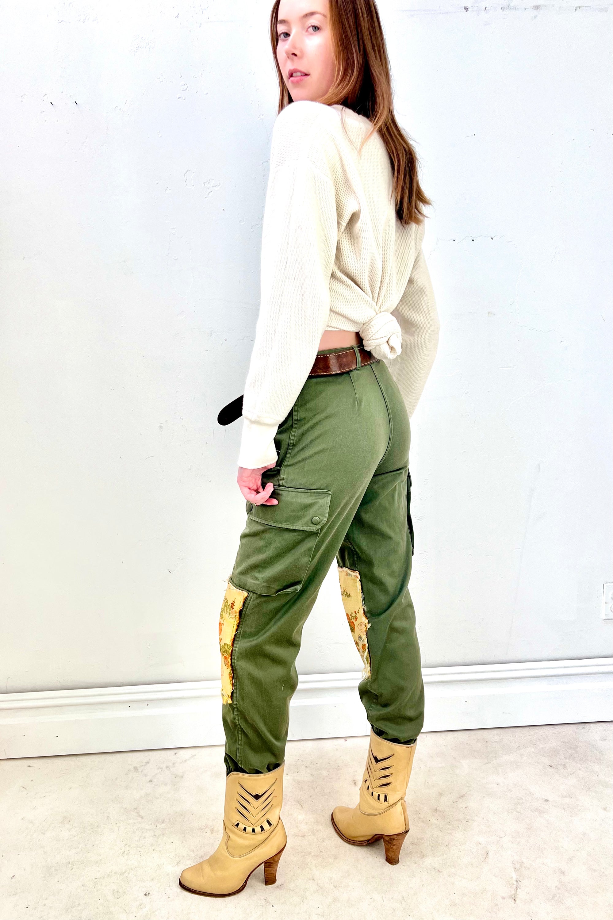 Anna Corinna Reworked Vintage Bonsai Kimono Cargo Pants