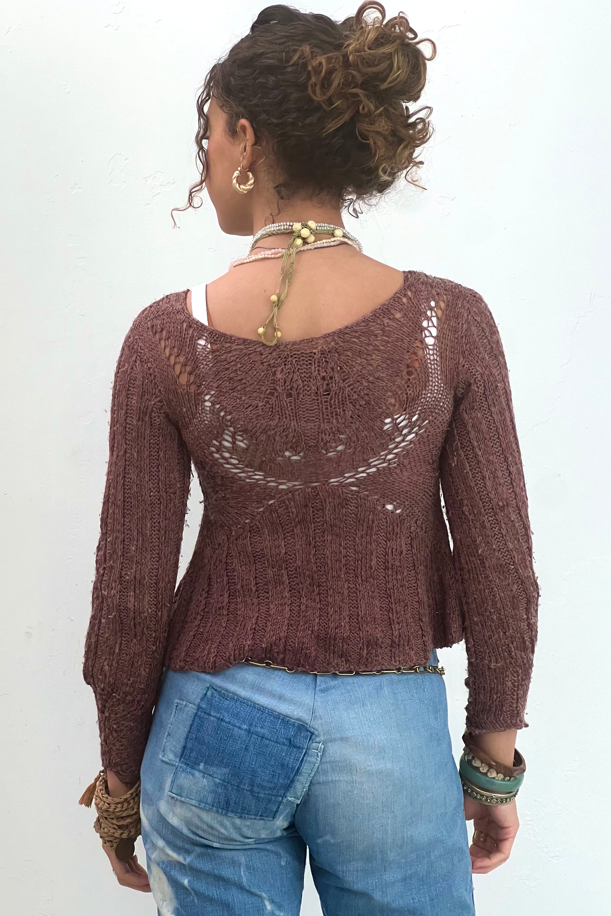 Vintage-Hand-Knit-Cocoa-Top