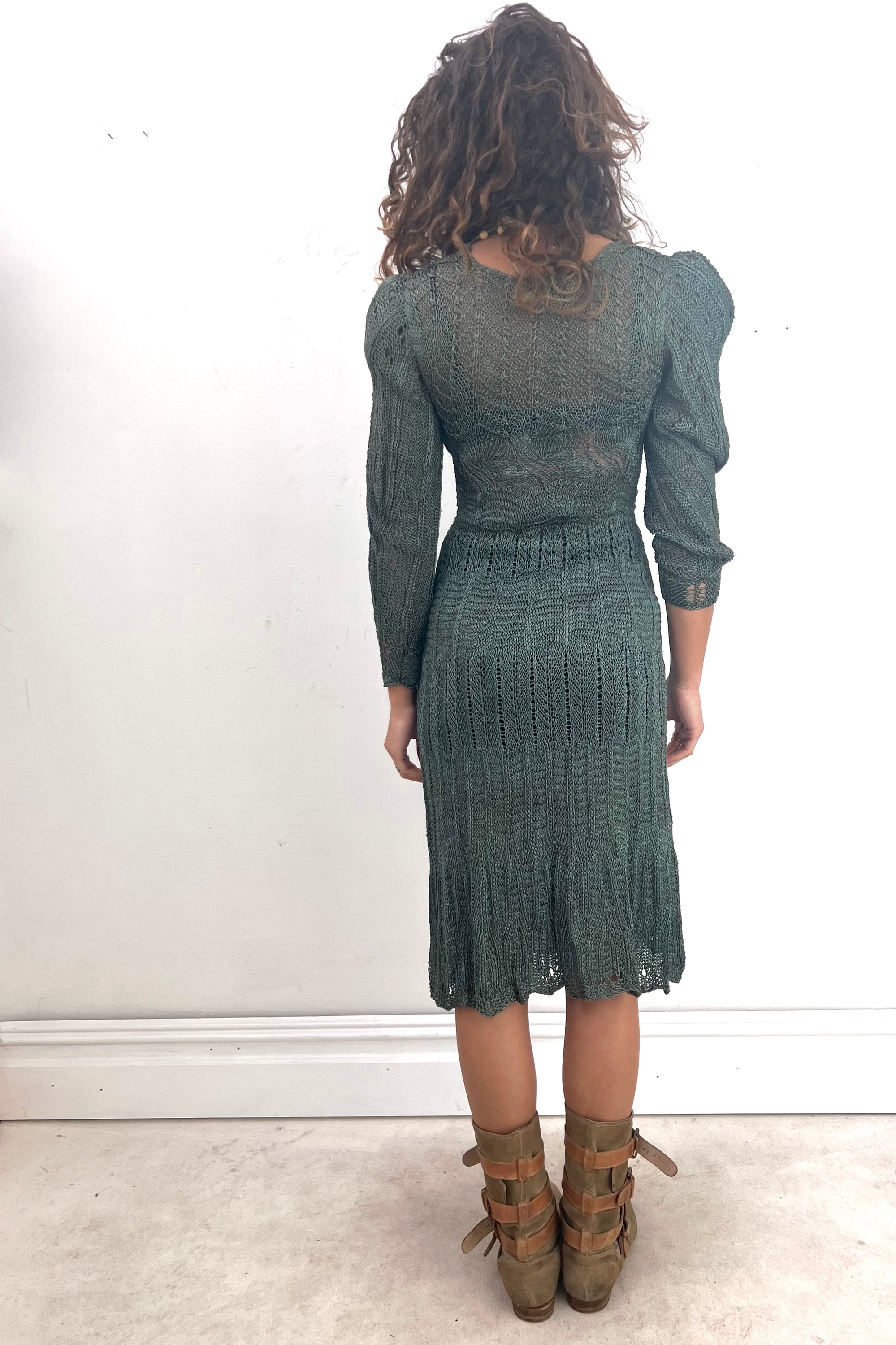 Vintage Hand Knit Peacock Dress