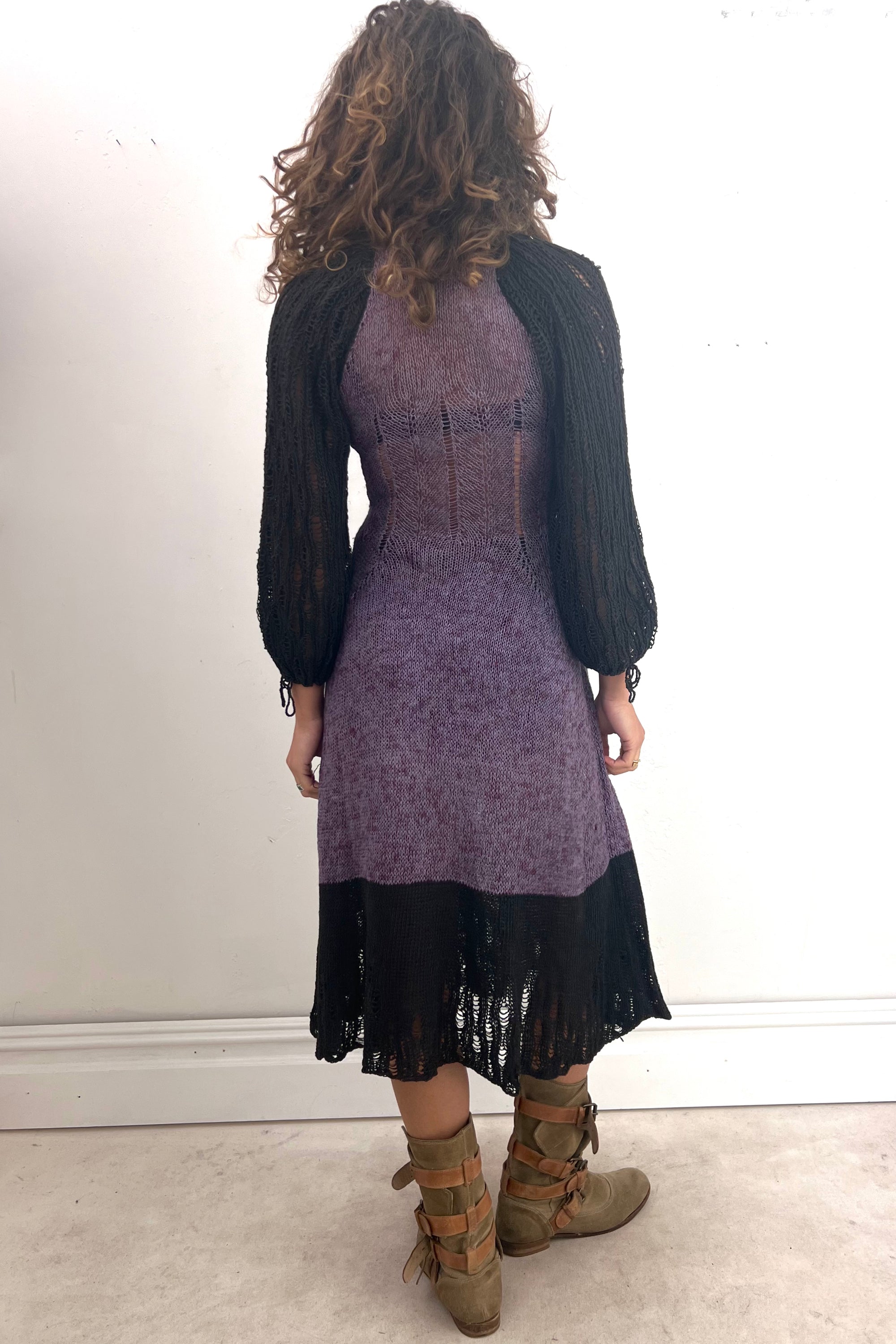 Vintage Hand Knit Noir Plum Dress