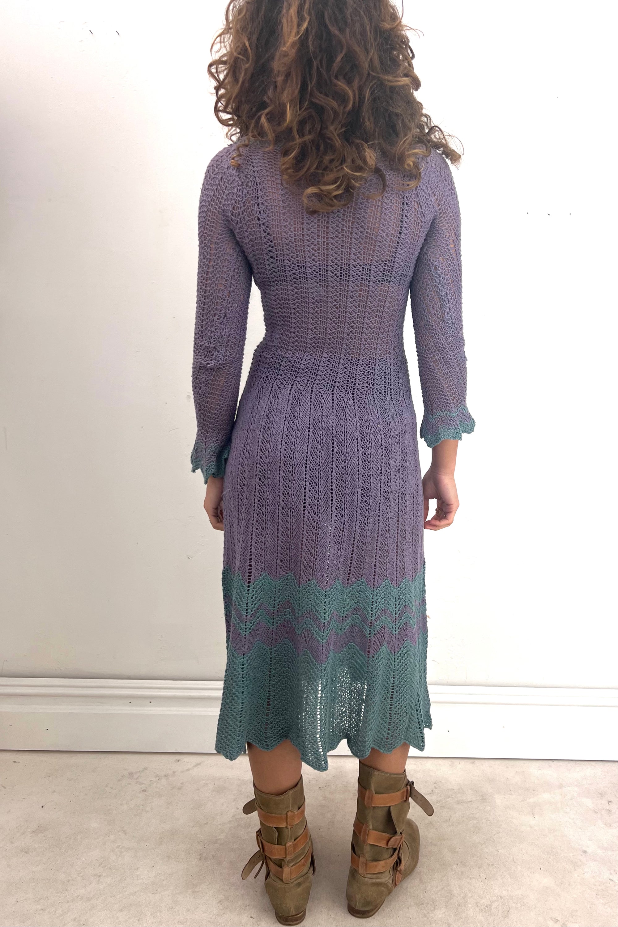 Vintage Hand Knit Plum Slate Dress