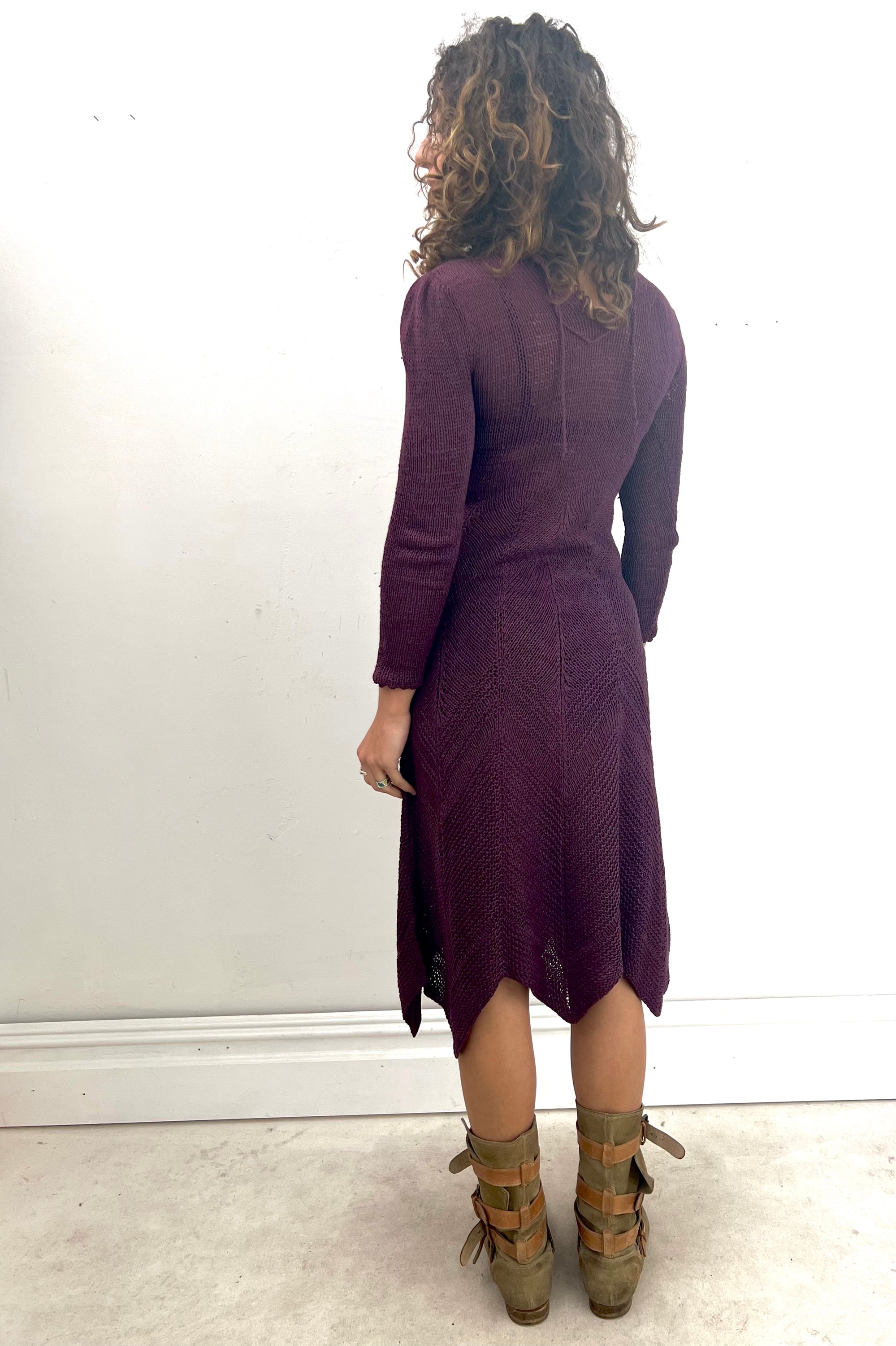 Vintage Hand Knit Plum Dress