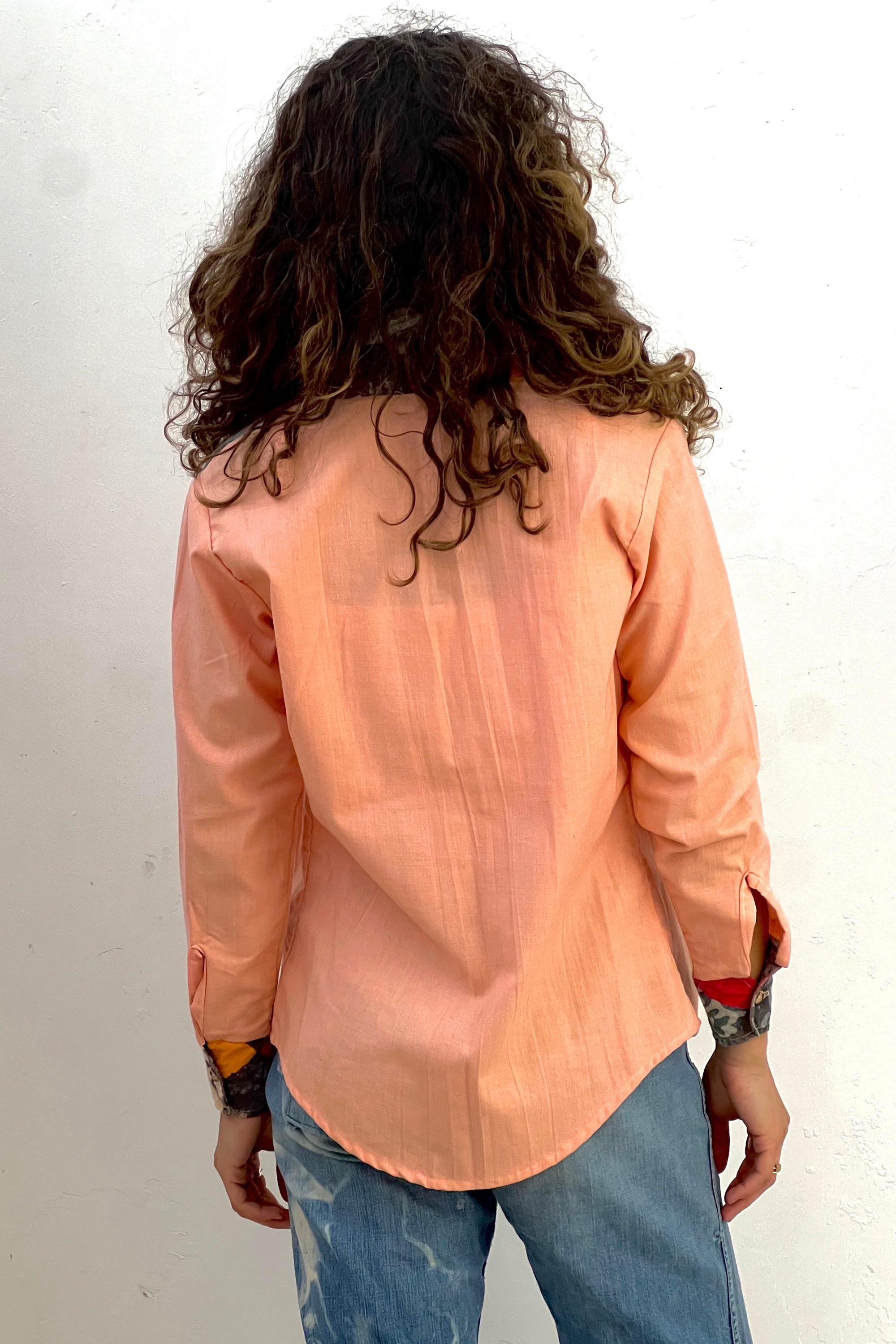 Vintage Peach Patches Button Down Top