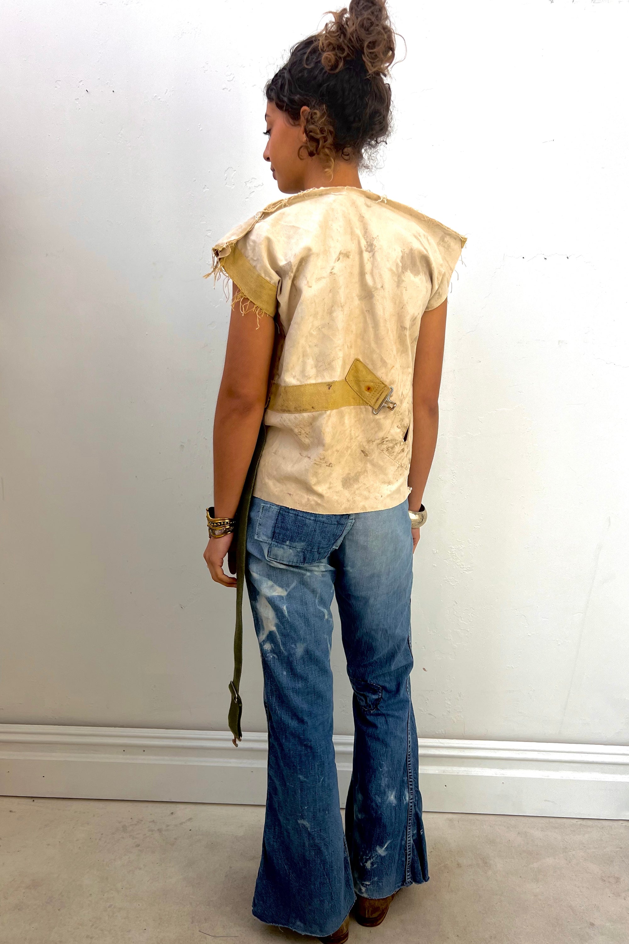 Anna Corinna Reworked Vintage Ivory Strappy Jacket