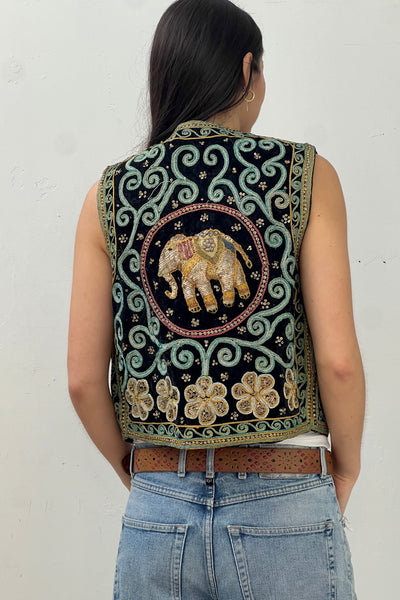 Vintage Embellished Elephant Vest