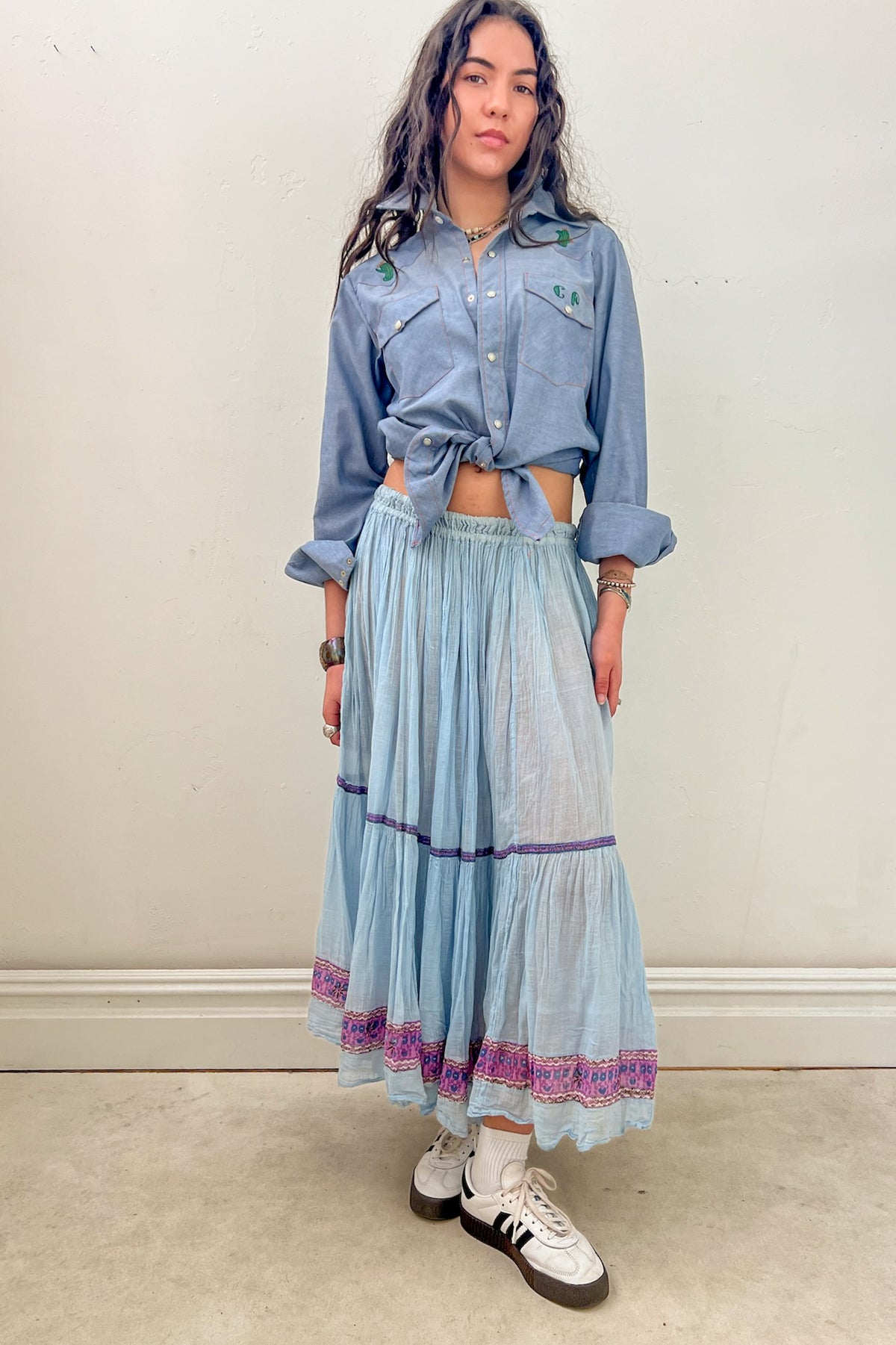 Vintage Cotton Sky Skirt, Cotton