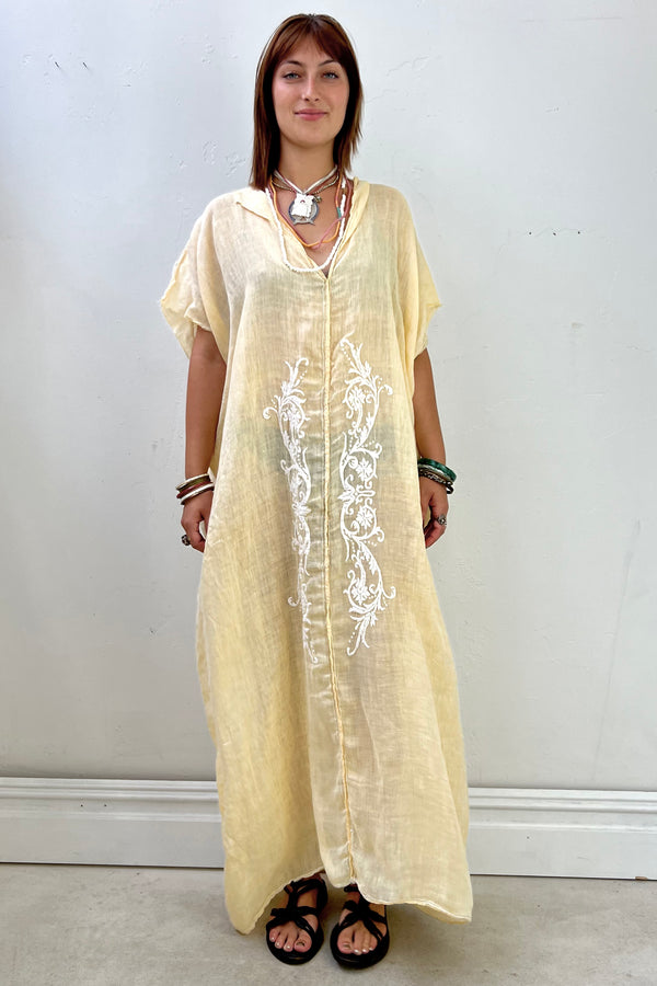 Anna Corinna Reworked Vintage Hand Embroidered Sheer Sunny Smock Dress
