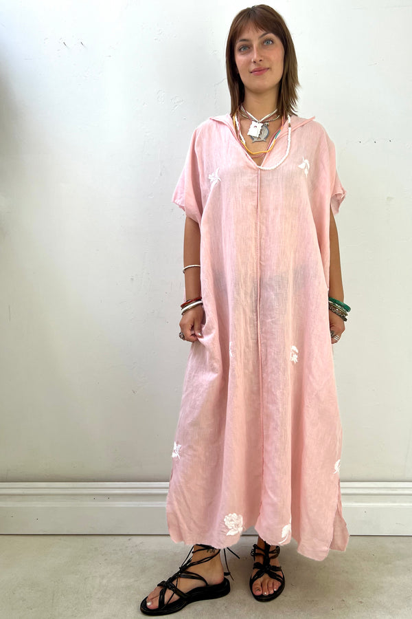 Anna Corinna Reworked Vintage Blush Embroidered Smock Dress