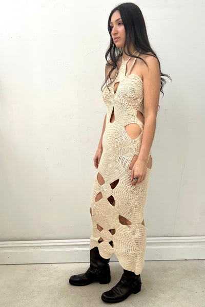 Vintage Hand Crocheted Peek A Boo Maxi Dress, view 2