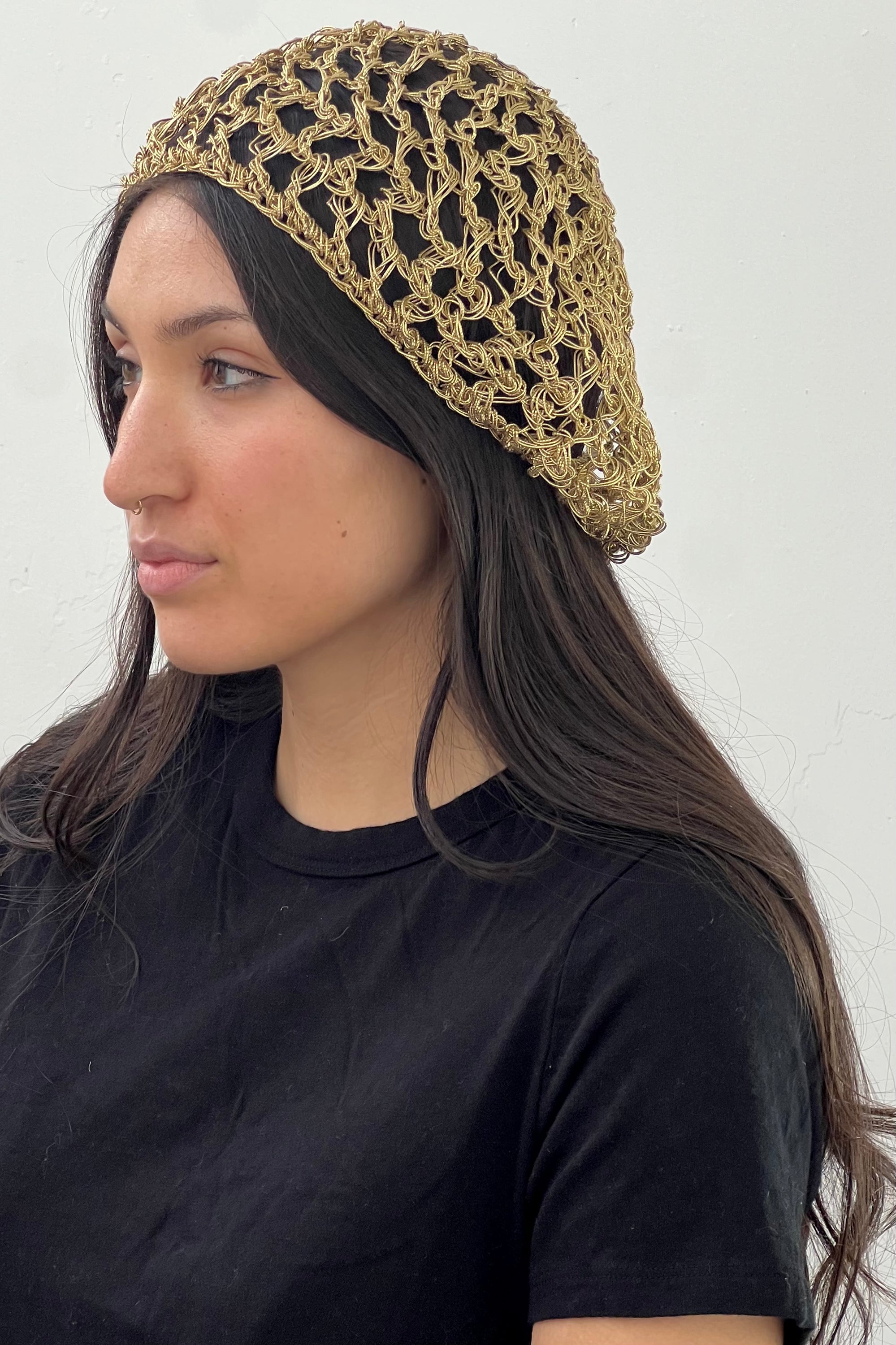 Vintage Crocheted Golden Beret
