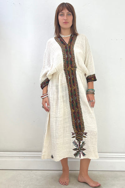 Vintage Gauzey Embroidered Maxi Dress