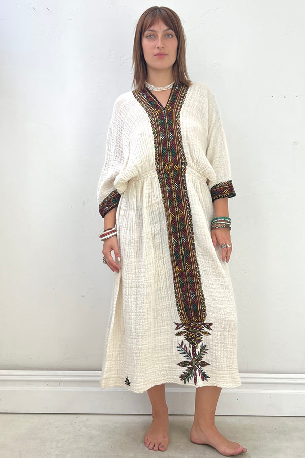 Vintage Gauzey Embroidered Maxi Dress
