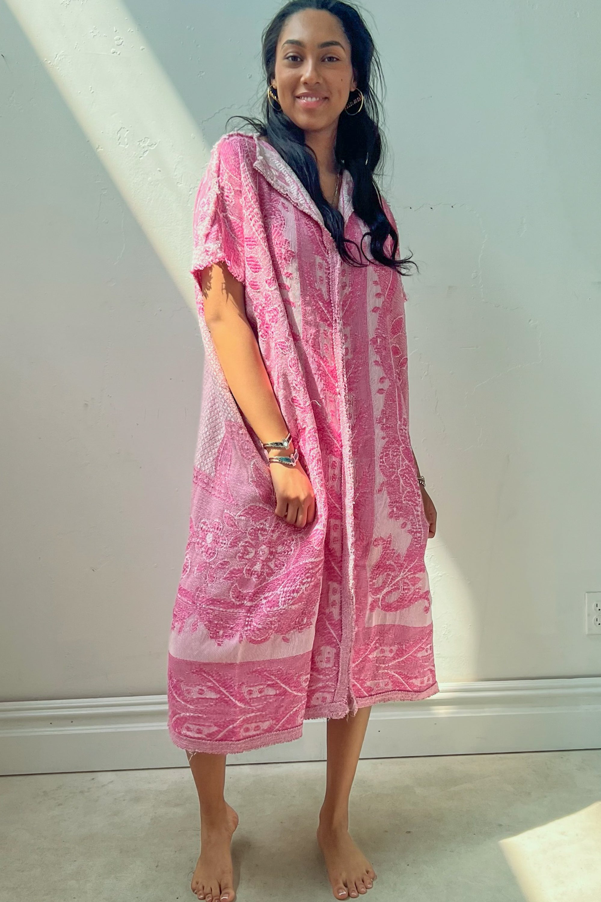 Anna Corinna Reworked Vintage Blush Brocade Woven Smock Dress