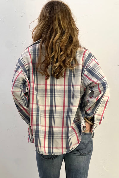 Prentiss Cotton Flannel 1980s Worn Out Woven Super Soft Plaid Button Down Vintage