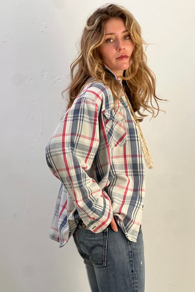 Prentiss Cotton Flannel 1980s Worn Out Woven Super Soft Plaid Button Down Vintage