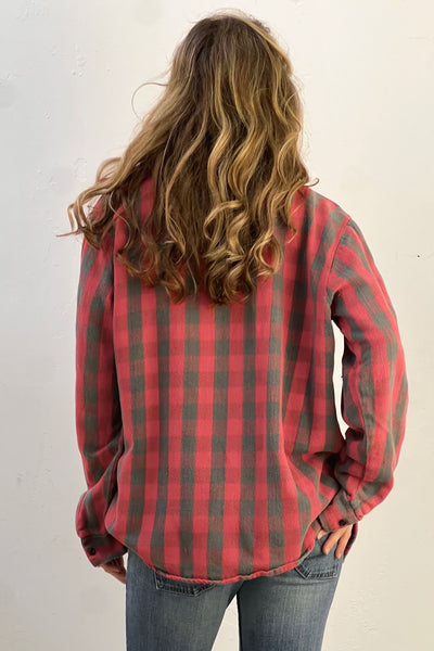 Buffalo Plaid Cotton Flannel 1980s Perfectly Worn Out Woven Super Soft Button Down Vintage
