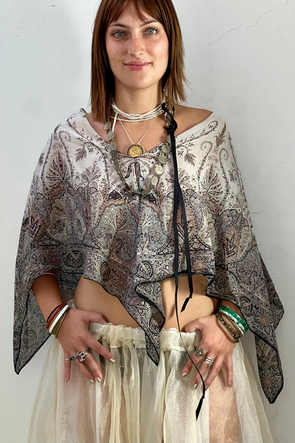 Anna Corinna Reworked Vintage Paisley Poncho Top