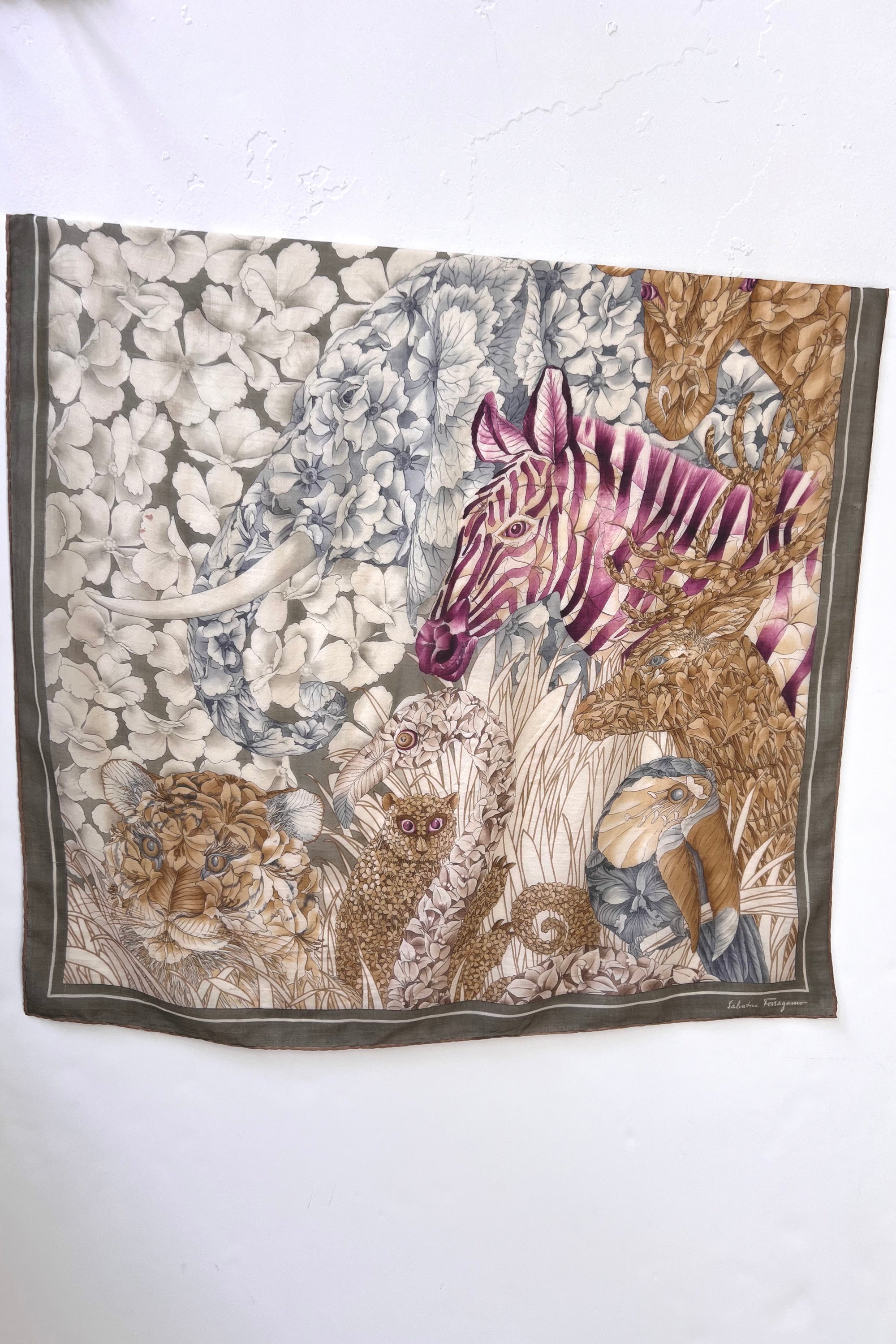 Vintage Ferragamo Wool and Silk Scarf Selected by Anna Corinna