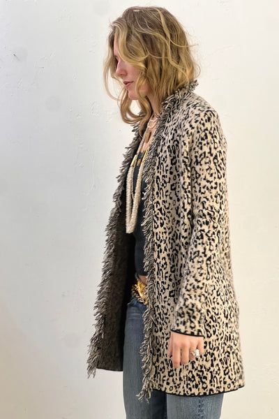 Neiman Marcus Cashmere 2000s Leopard Sweater Jacket Vintage