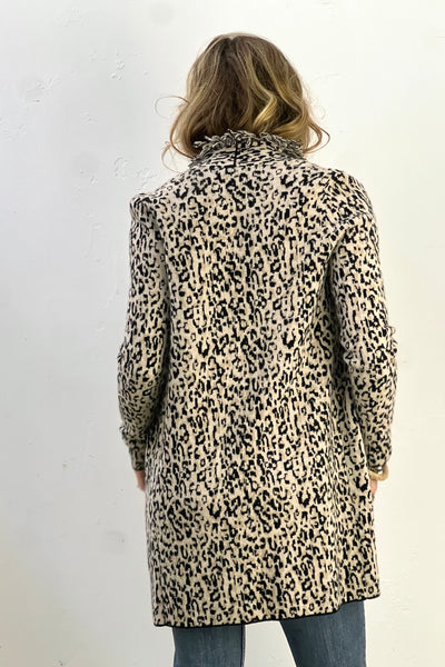 Neiman Marcus Cashmere 2000s Leopard Sweater Jacket Vintage