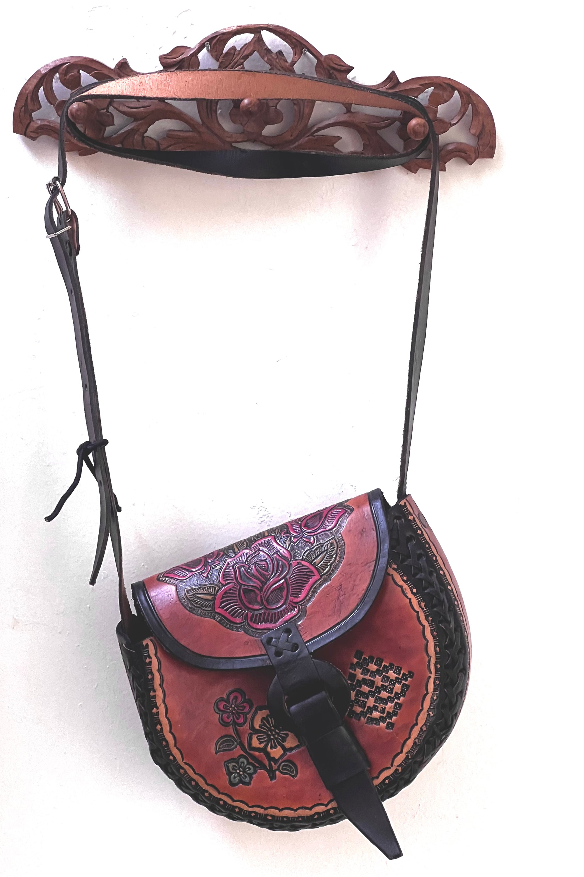 Vintage Leather Rose Bag Selected by Anna Corinna