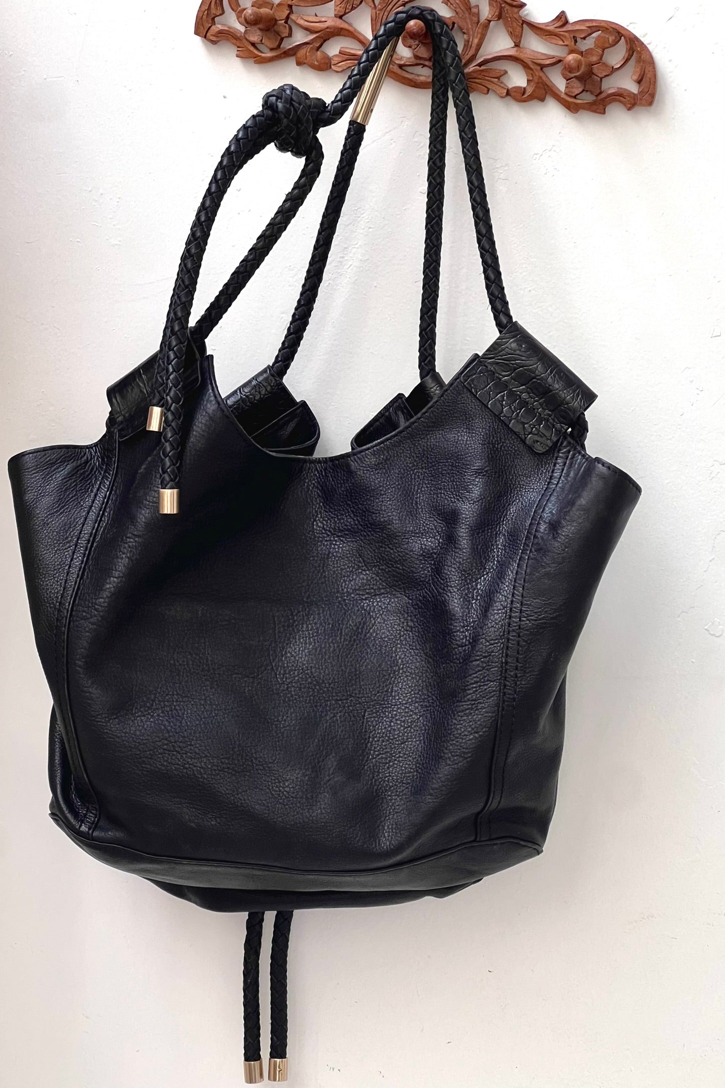 Vintage Foley and Corinna Leather Drawstring Bag Selected by Anna Corinna