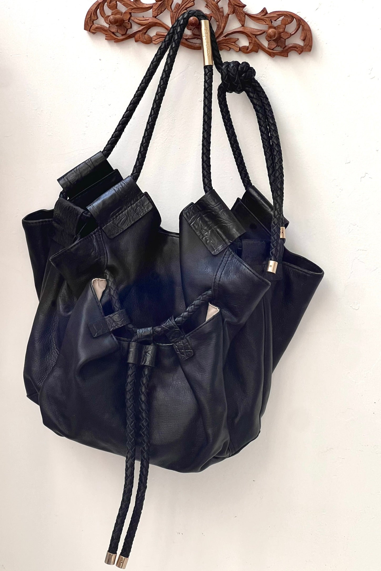 Vintage Foley and Corinna Leather Drawstring Bag Selected by Anna Corinna