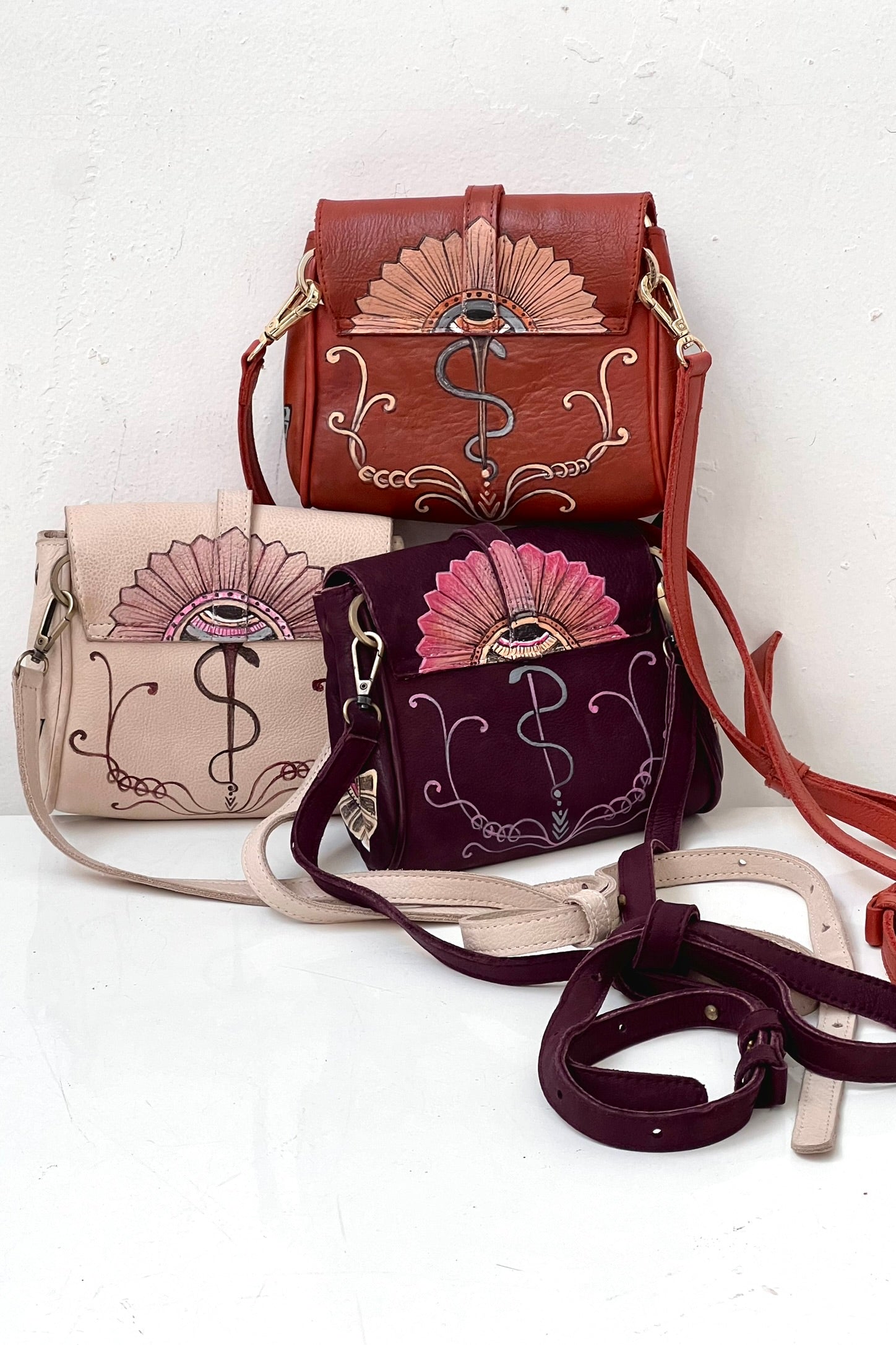 Vintage Hand Painted Leather Butterfly Crossbody Bag Selected by Anna Corinna