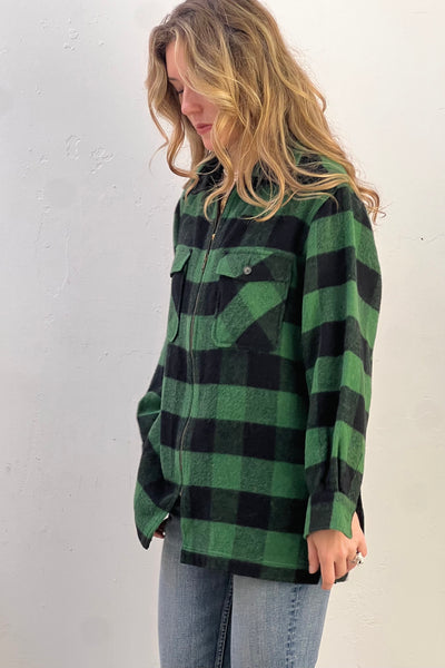Buffalo Plaid Wool 1970s Zip Up Jacket Vintage