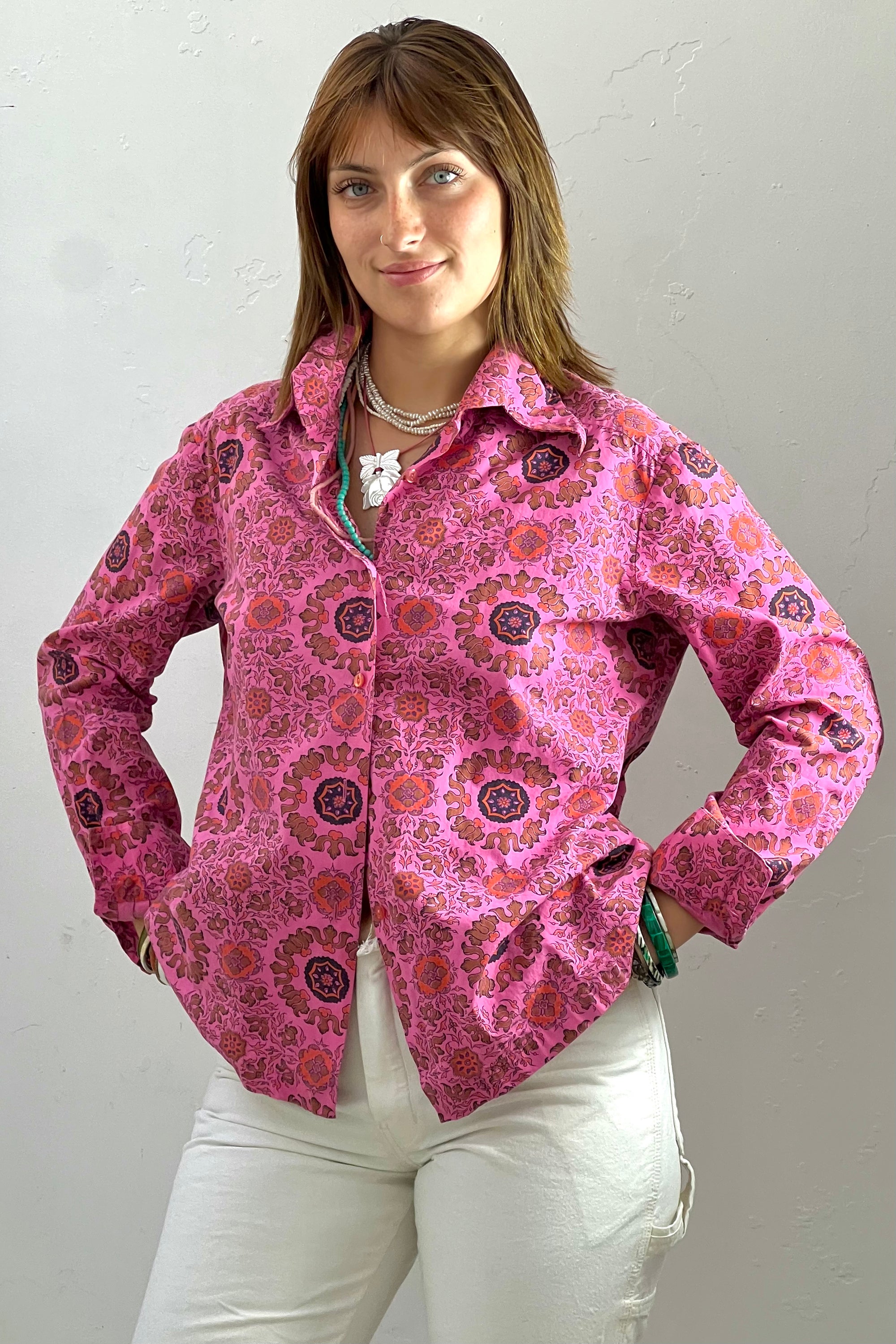 Vintage Printed Button Down