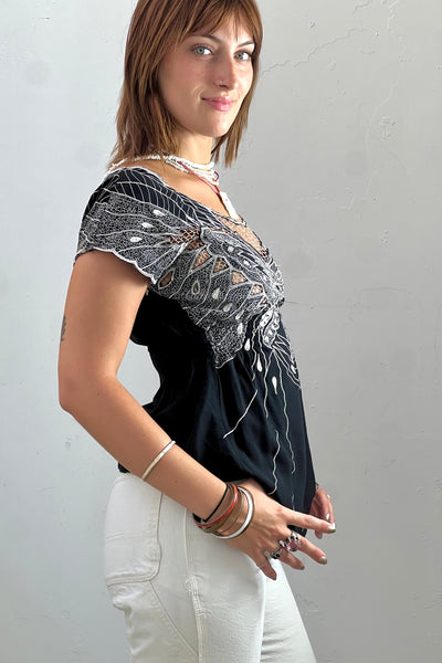 Vintage Butterfly Bali Mesh Top, view 2