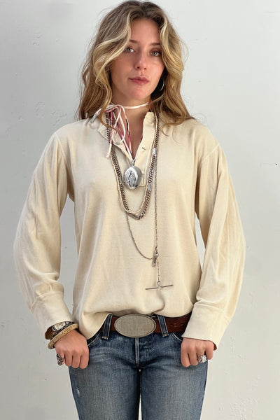 Thermal Cotton 1970s Henley Top Vintage