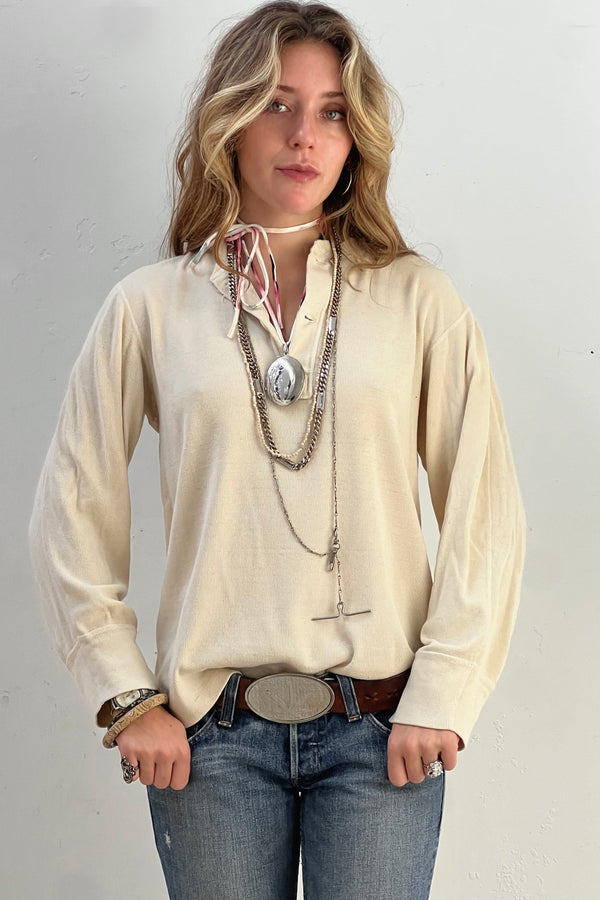 Thermal Cotton 1970s Henley Top Vintage
